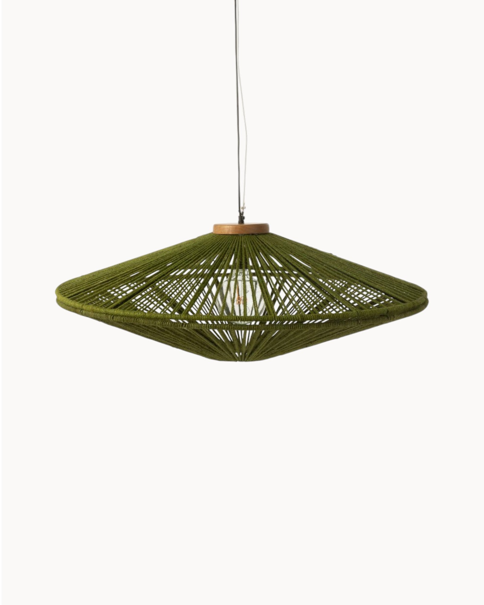 J-Line Hängelampe Ovni Grün - Große Pendelleuchte aus Metall und Jute