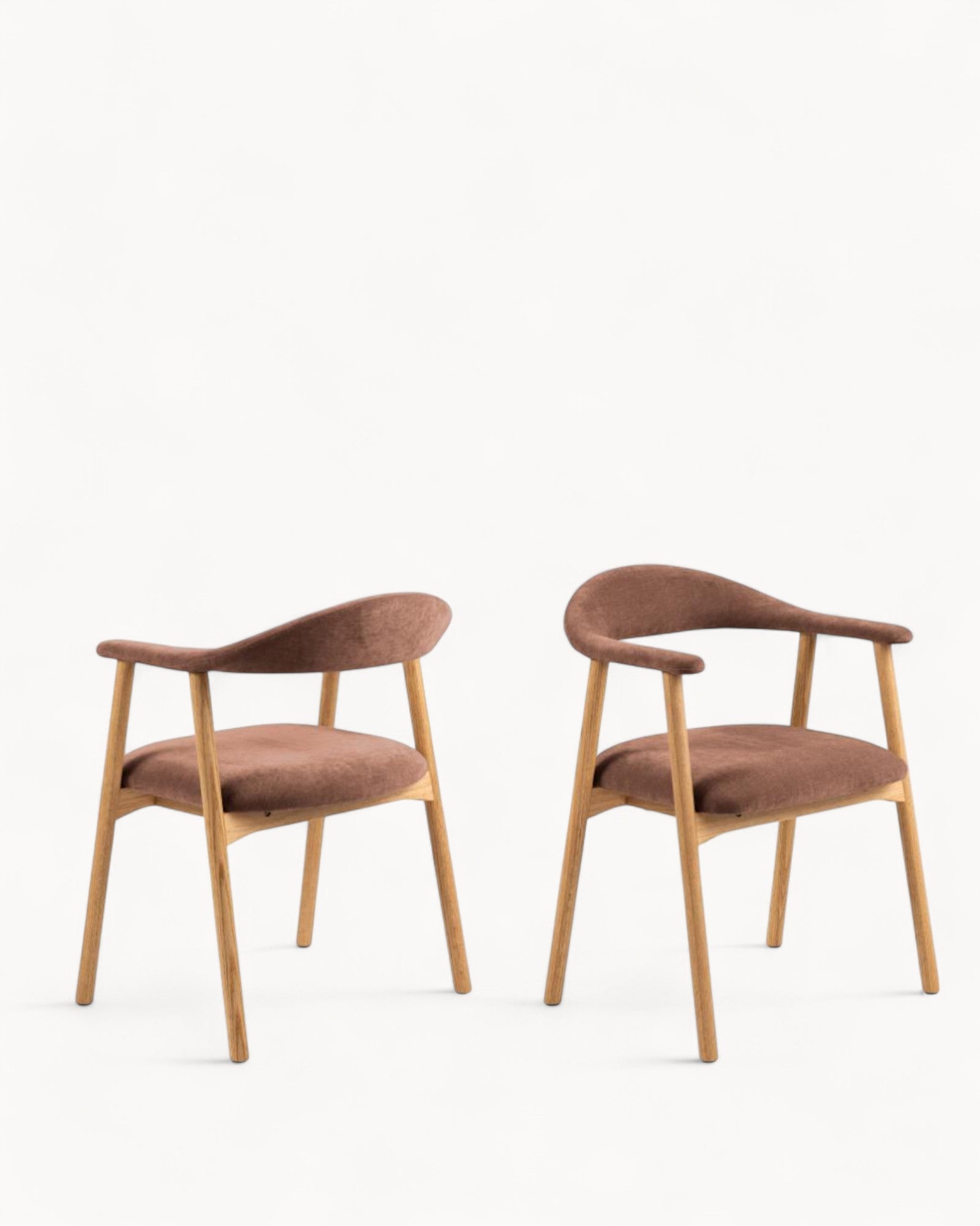 HSM Collection – Esszimmerstuhl Ella mit Armlehnen 2er-Set – Terrakotta/Weiß – Stoff/Eiche