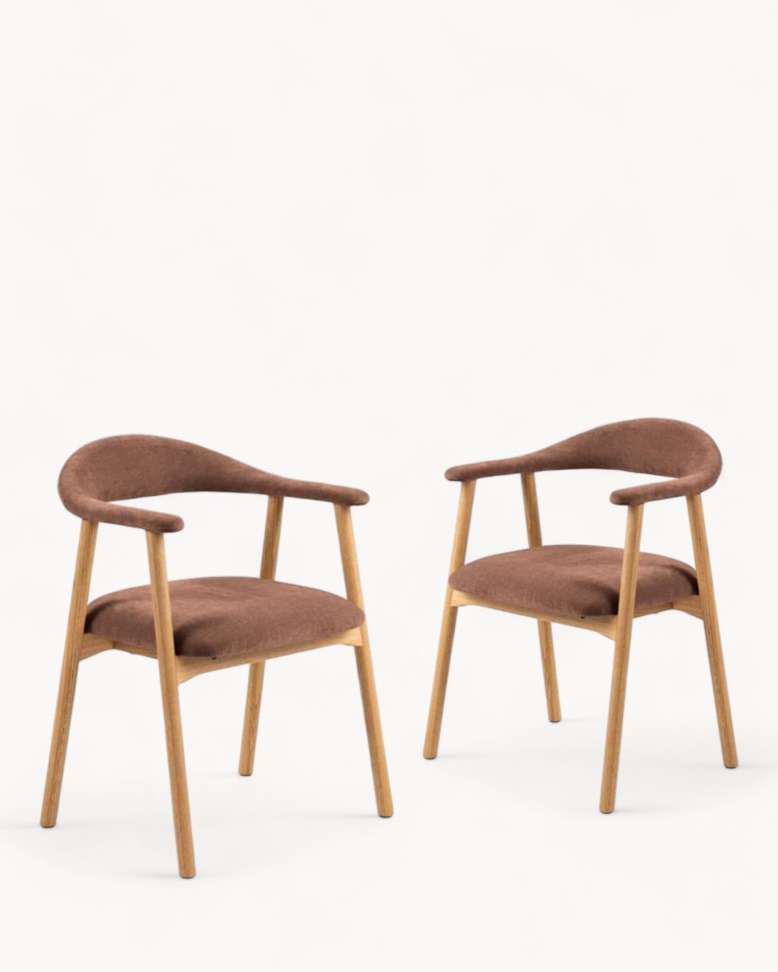 HSM Collection – Esszimmerstuhl Ella mit Armlehnen 2er-Set – Terrakotta/Weiß – Stoff/Eiche