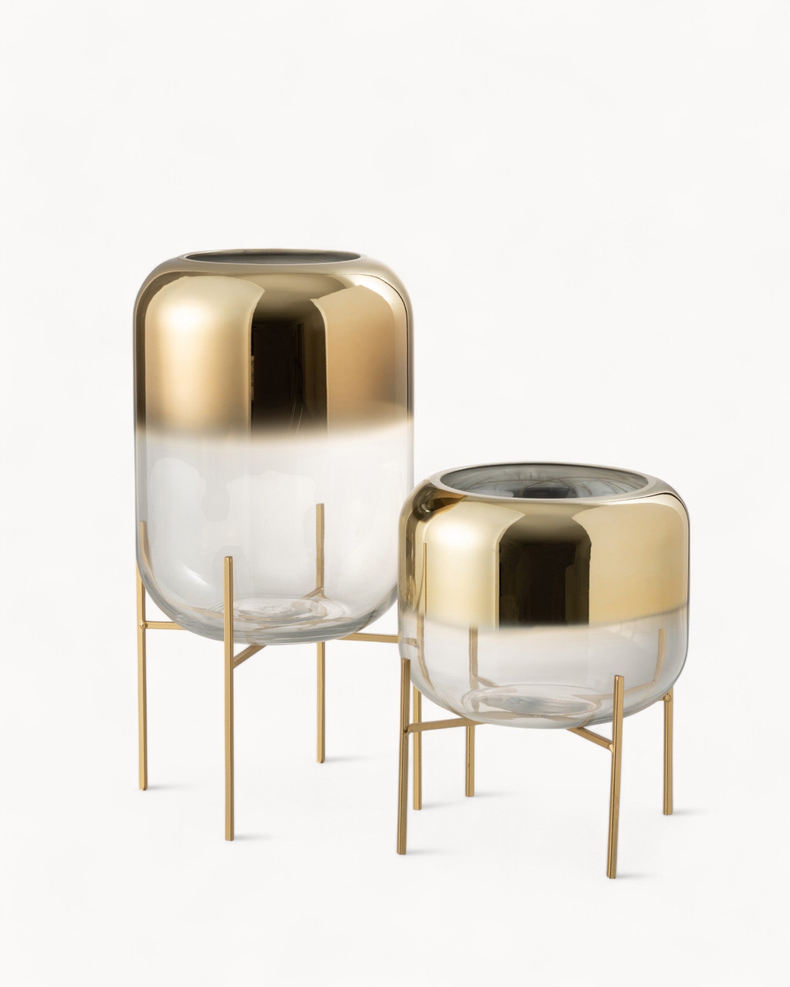 J-Line Vase Oceanne – Glas – Gold/Transparent – Klein