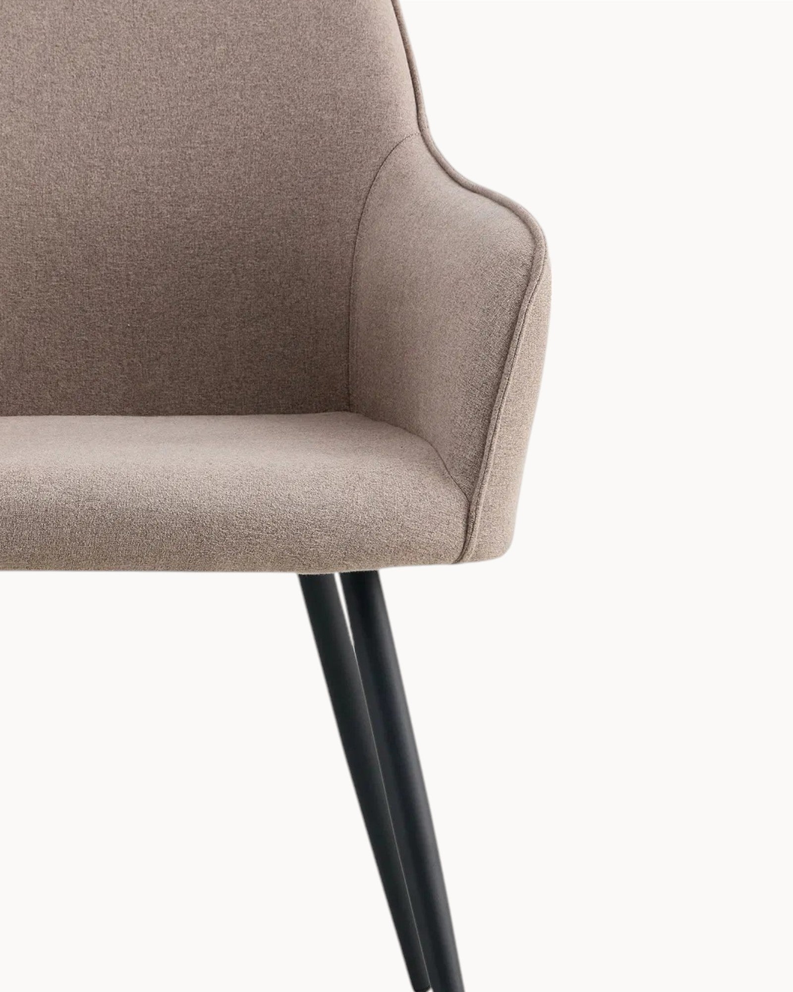 Harbo Esszimmerstuhl, 2er-Set – stoffbezogen in Steinfarbe, schwarze Metallbeine