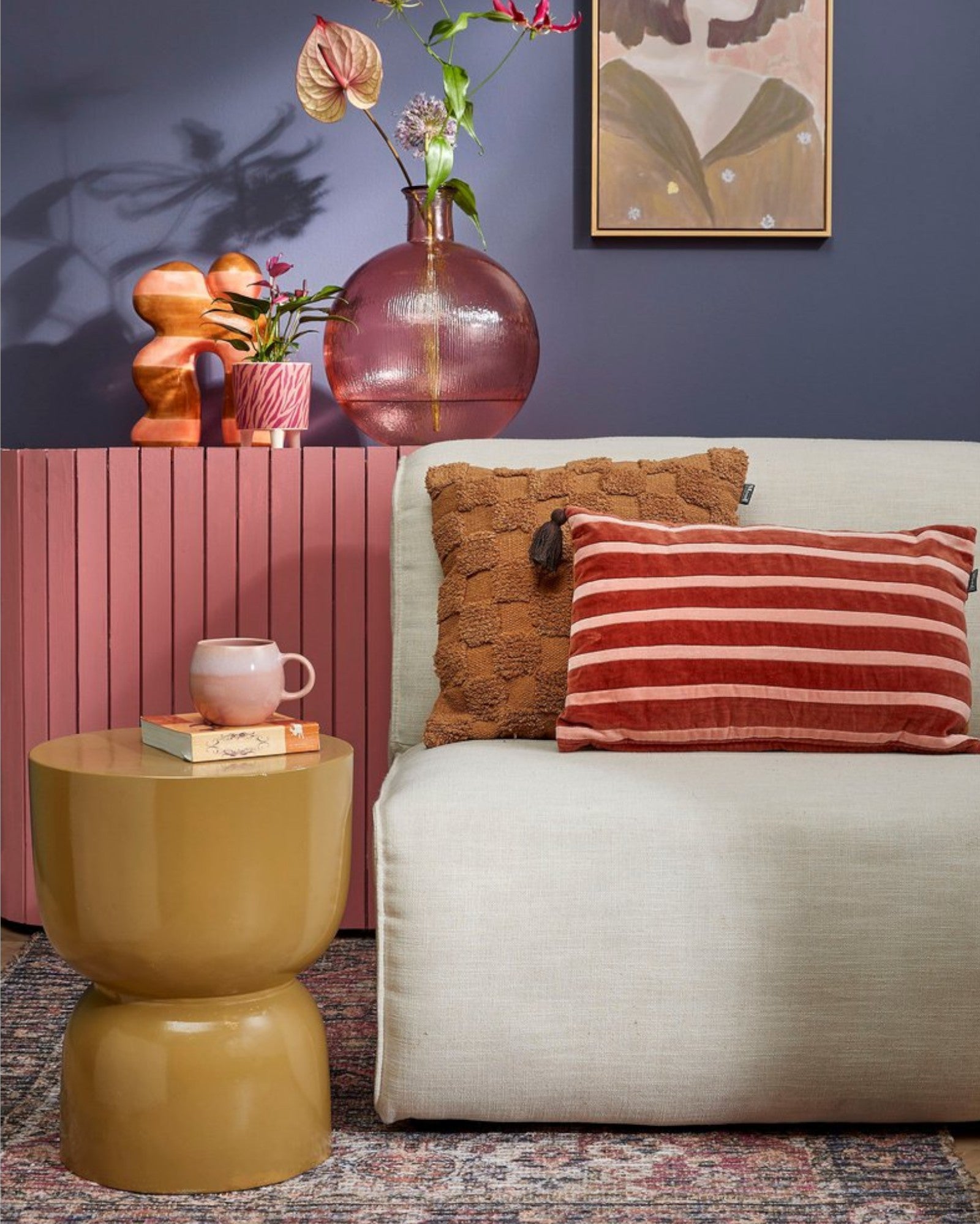 Mica Decorations – Beistelltisch Gelb – Zement – H45 x Ø35 cm – Modern