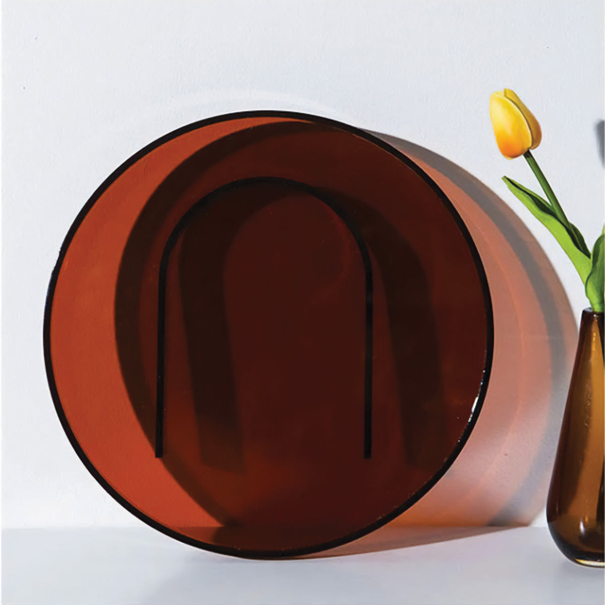 Serviertablett aus Acryl - Rechteckig & Rund, Orange | Moderne Heimdekoration & Servierschüssel