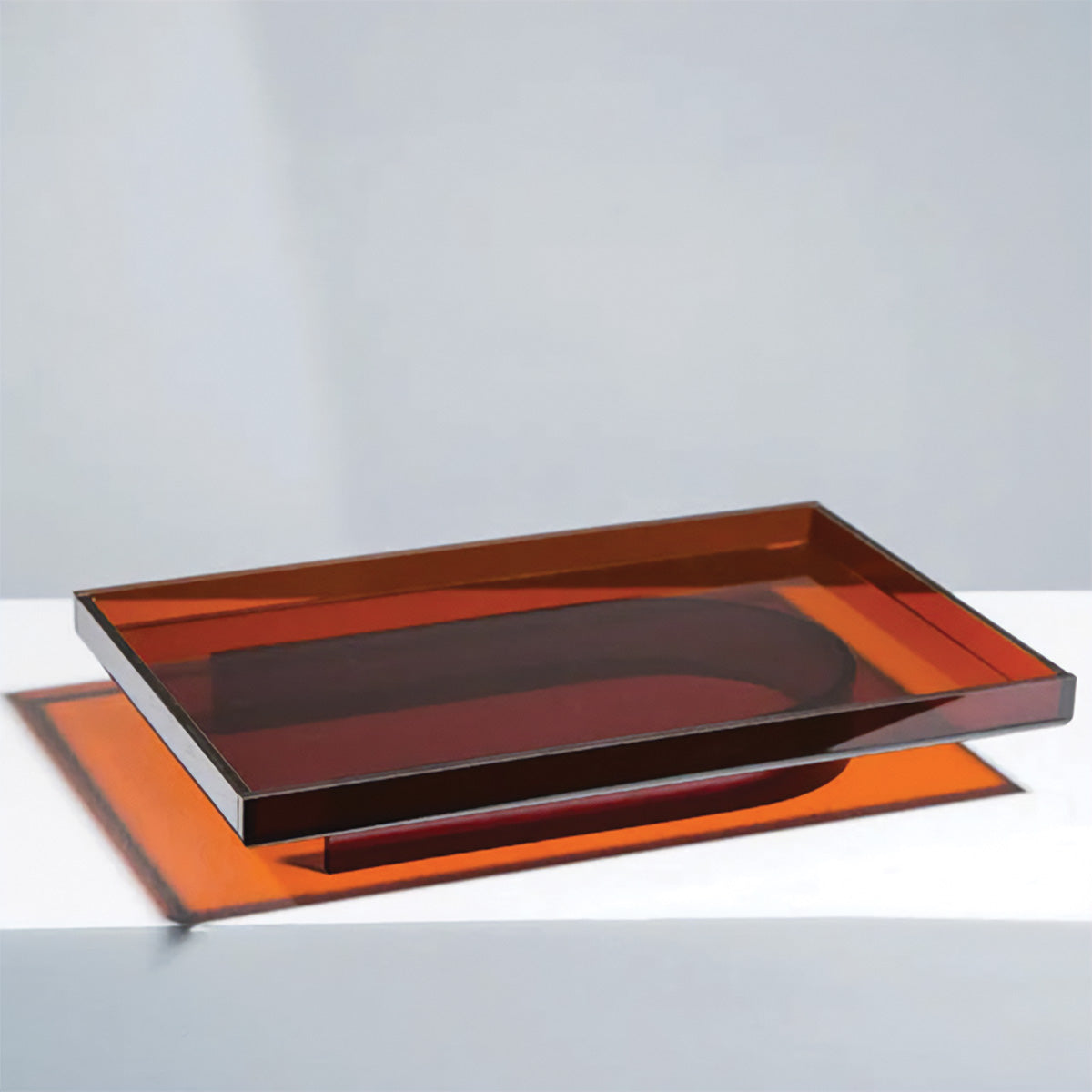 Serviertablett aus Acryl - Rechteckig & Rund, Orange | Moderne Heimdekoration & Servierschüssel