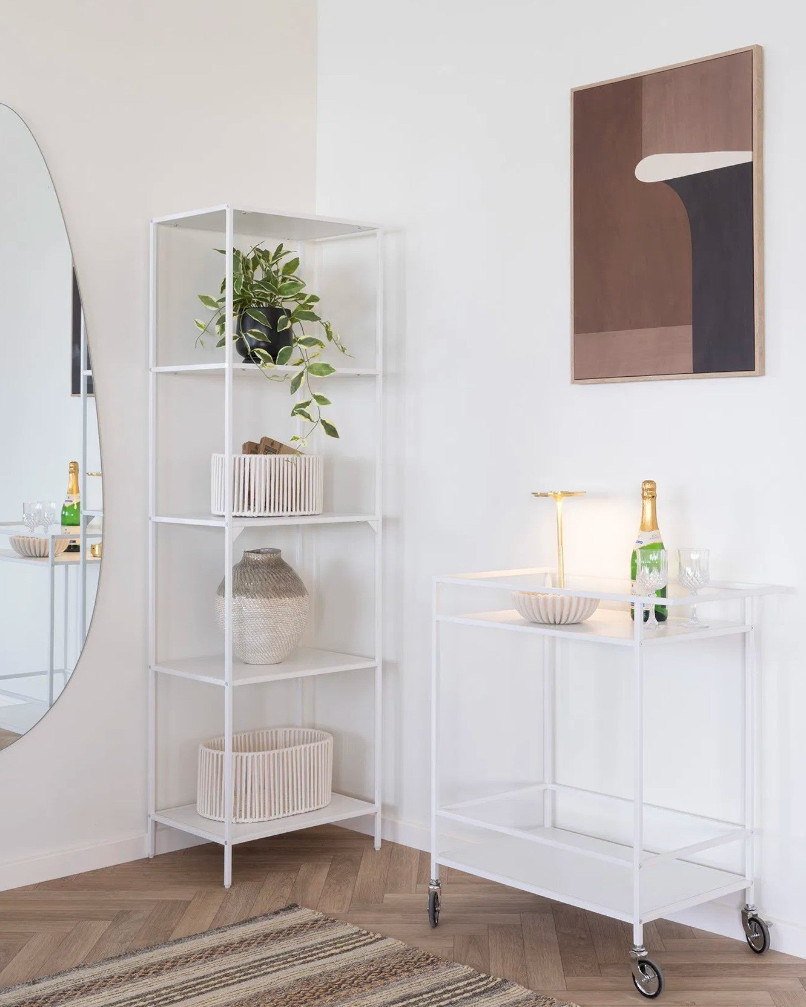 Vita Barwagen – Weißer Metallrahmen & Regale (68x40x79 cm)