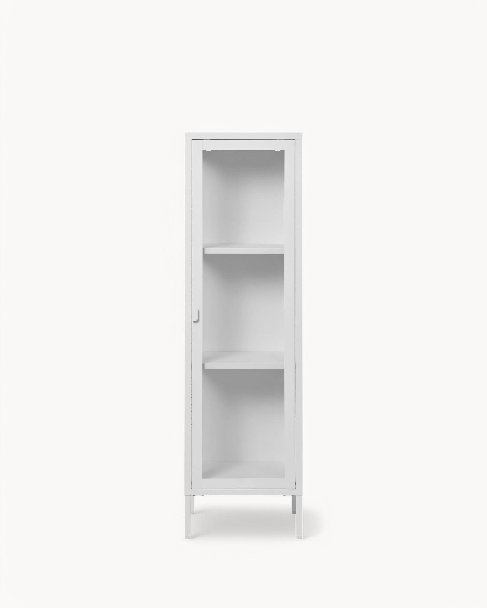 Brisbane Slim Display Cabinet – Weißer Stahlrahmen – Glas Tür – 140 cm
