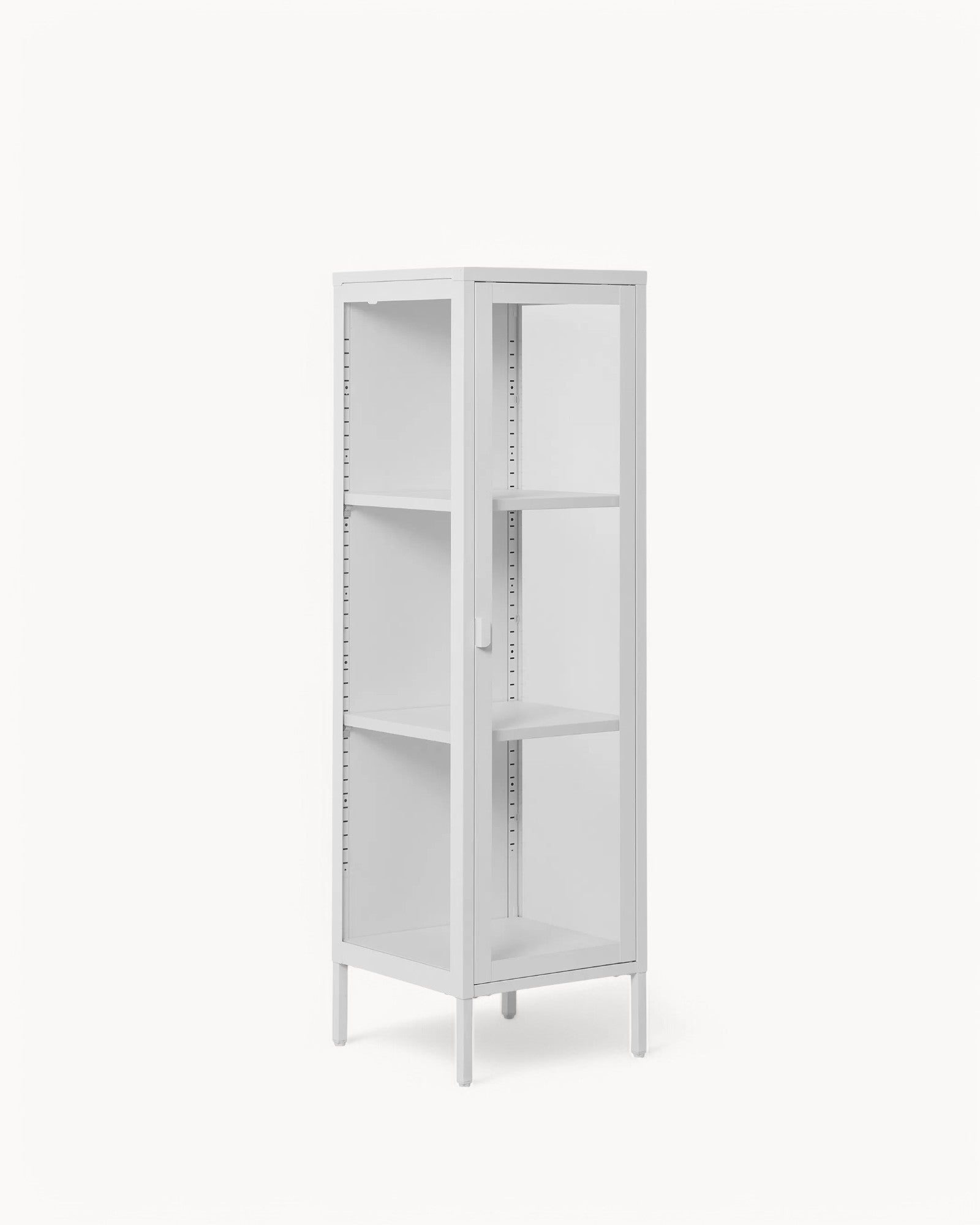 Brisbane Slim Display Cabinet – Weißer Stahlrahmen – Glas Tür – 140 cm
