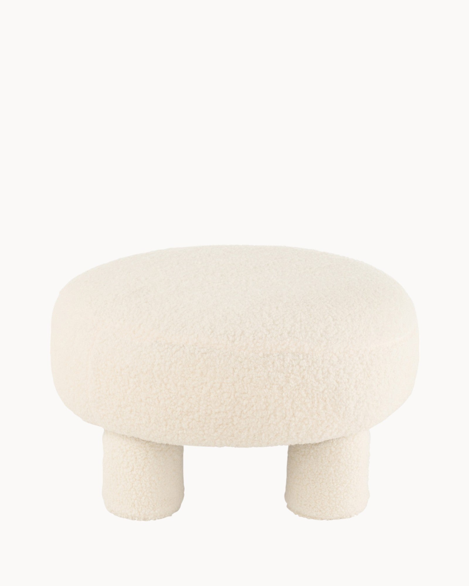 Teddy Charm Pouf – Weiß, Textil, Ø 52 cm x H 28 cm