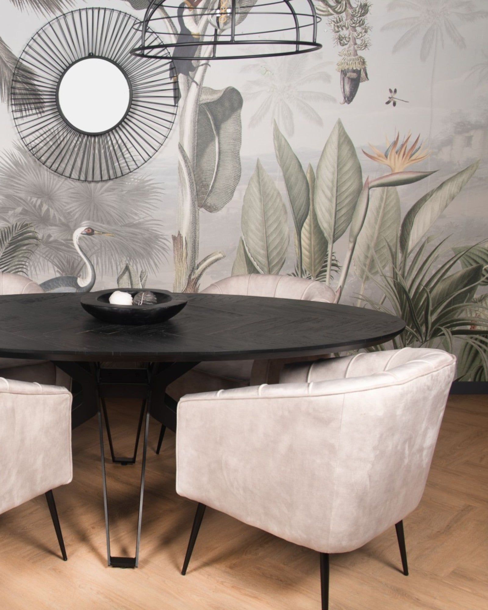 Esszimmerstuhl - HSM Collection Chester - Weiß/Schwarz - Stoff/Metall