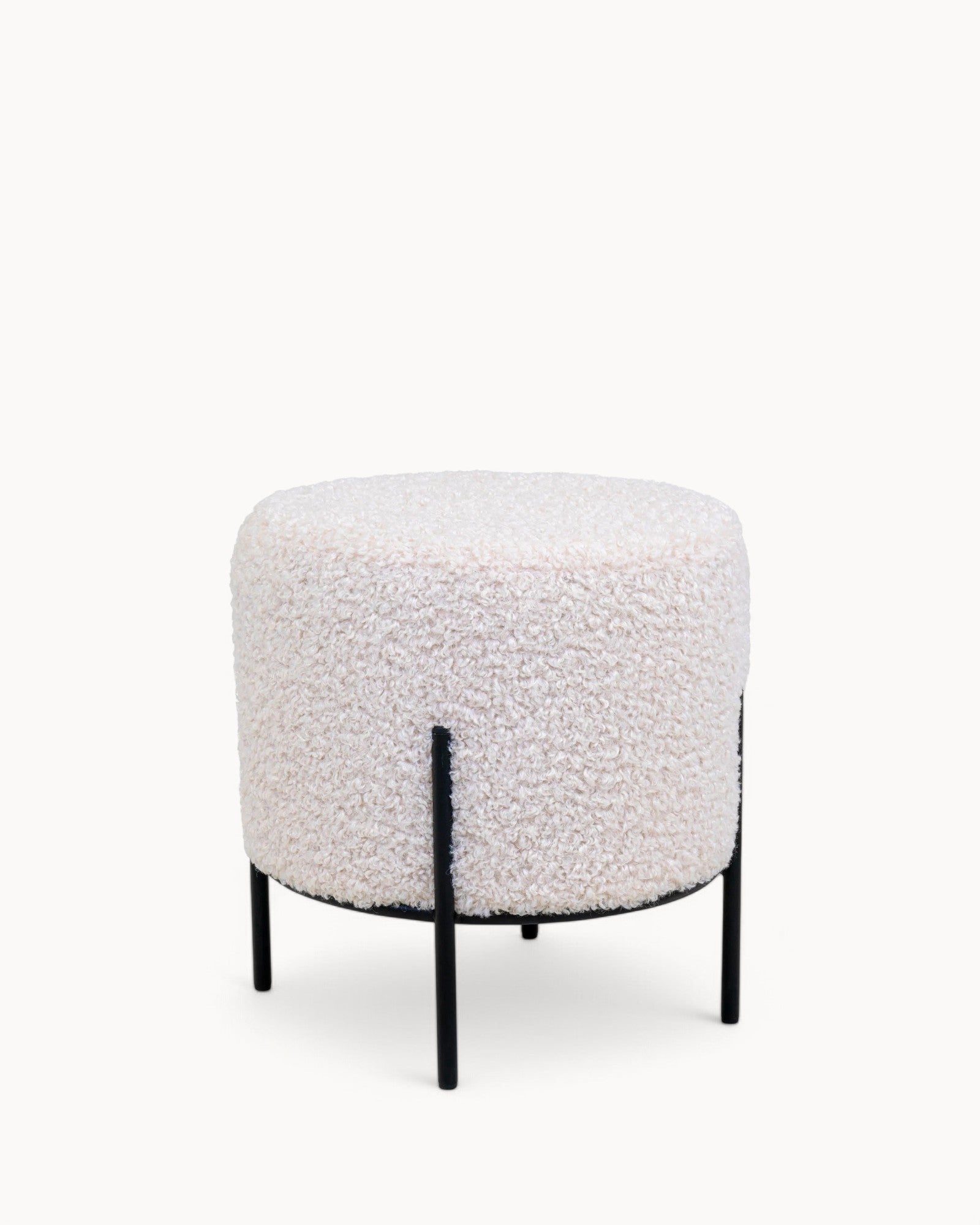 Alford Sitzpuff – Weißes Kunstleder – Moderner Pouf mit weichem Sitz