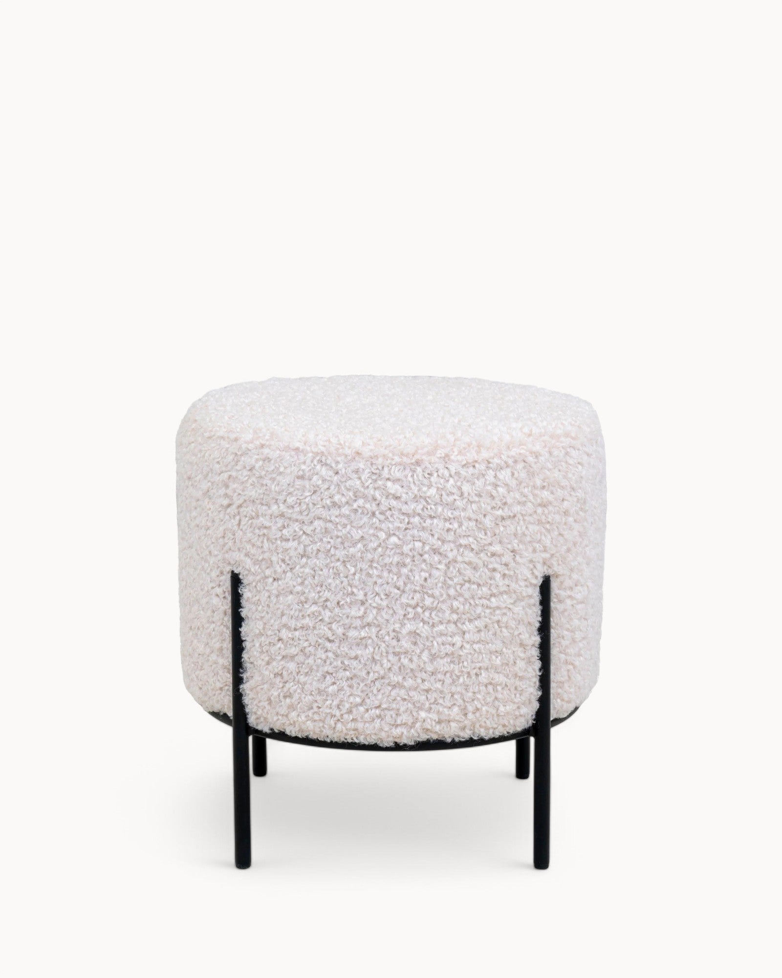 Alford Sitzpuff – Weißes Kunstleder – Moderner Pouf mit weichem Sitz