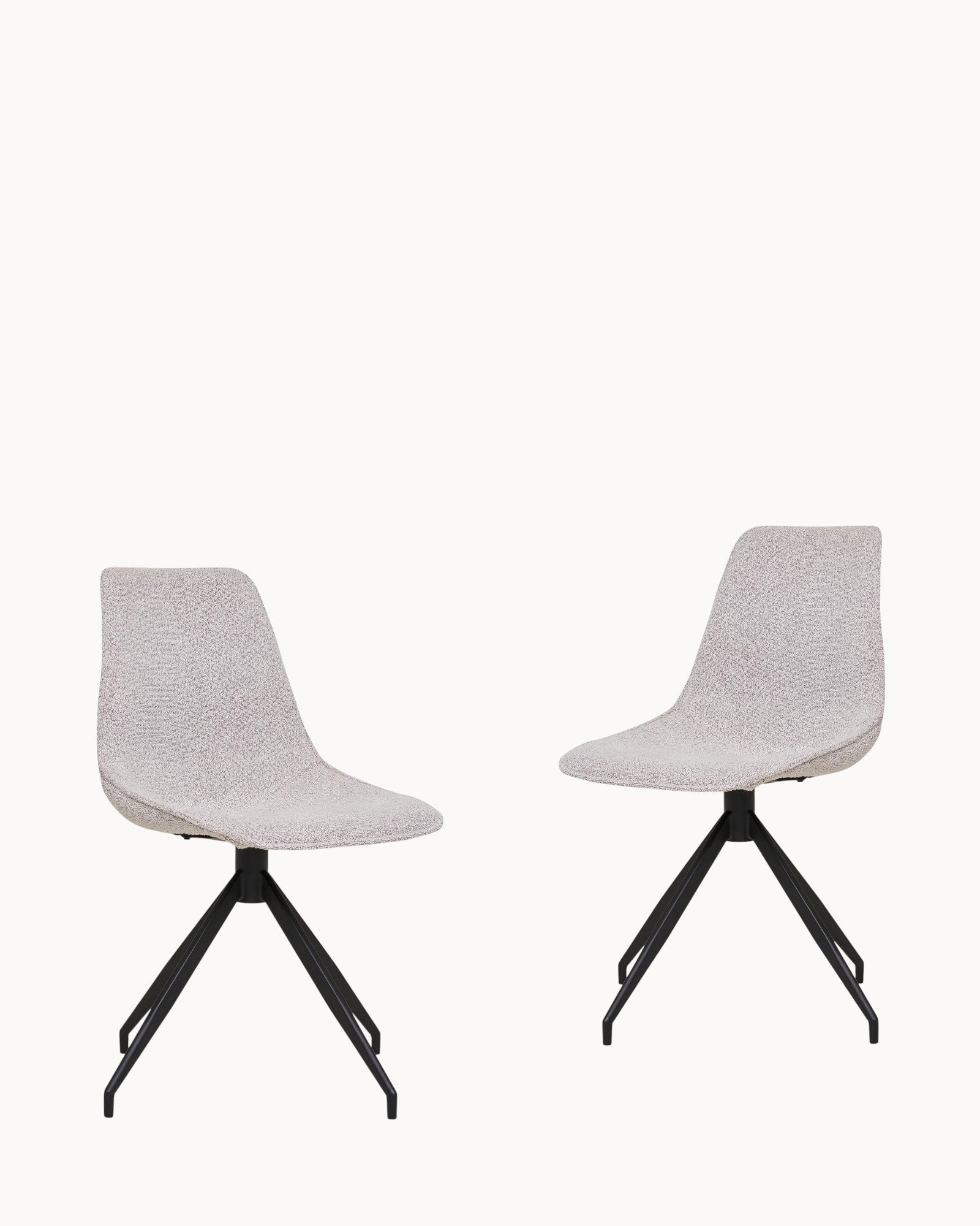 Esszimmerstuhl mit Drehfunktion, 2er-Set – Bouclé-Sand, schwarze Beine