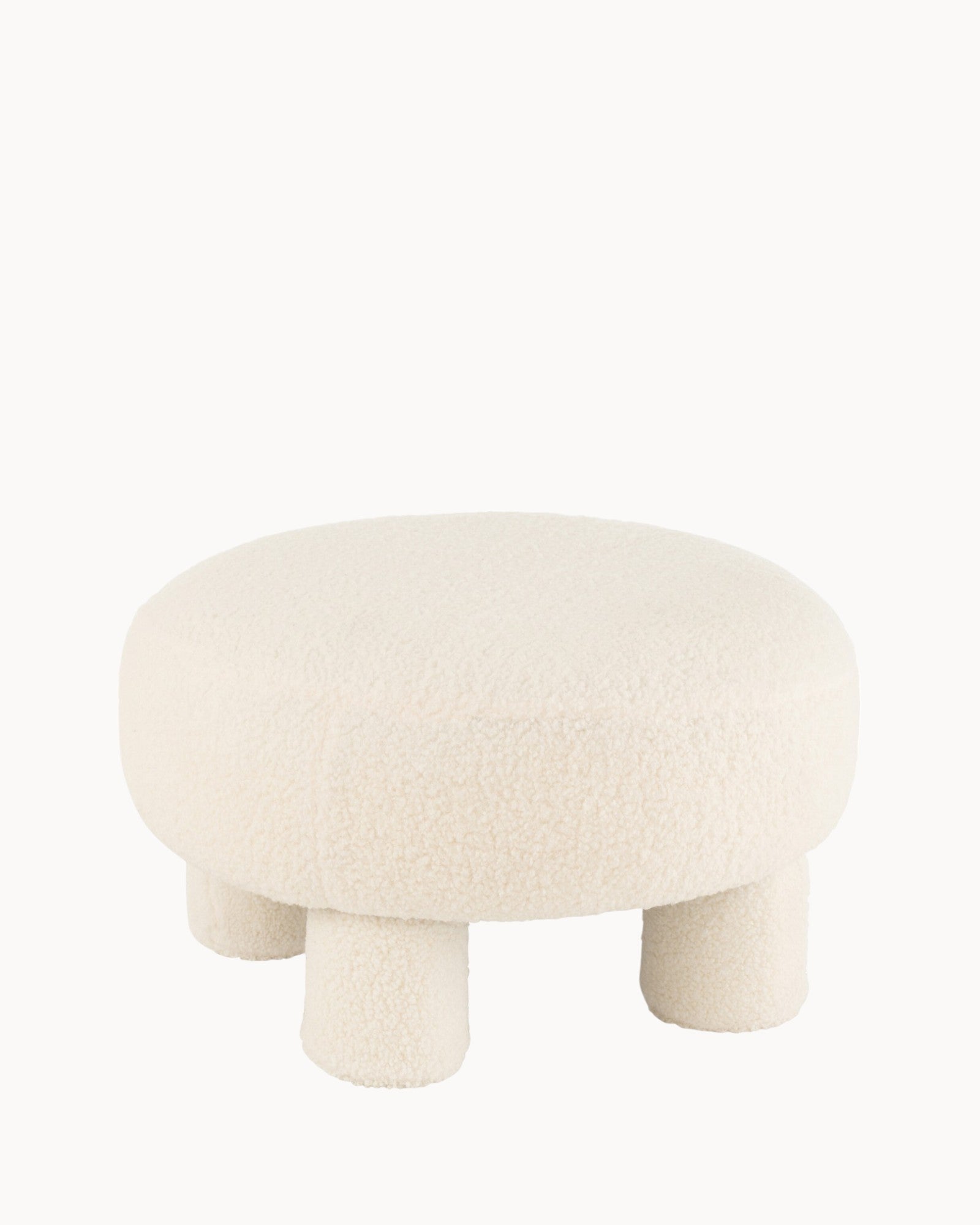 Teddy Charm Pouf – Weiß, Textil, Ø 52 cm x H 28 cm