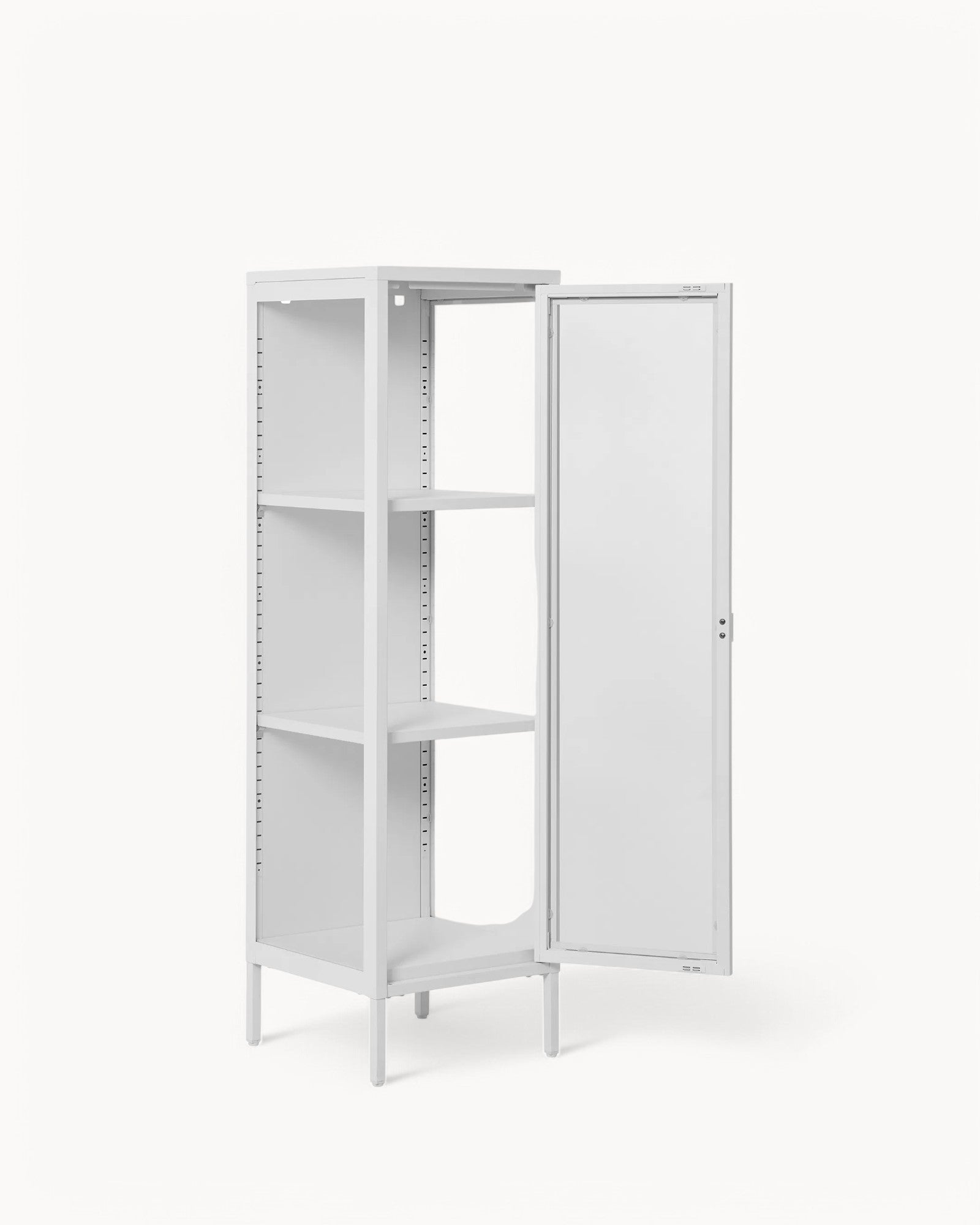 Brisbane Slim Display Cabinet – Weißer Stahlrahmen – Glas Tür – 140 cm