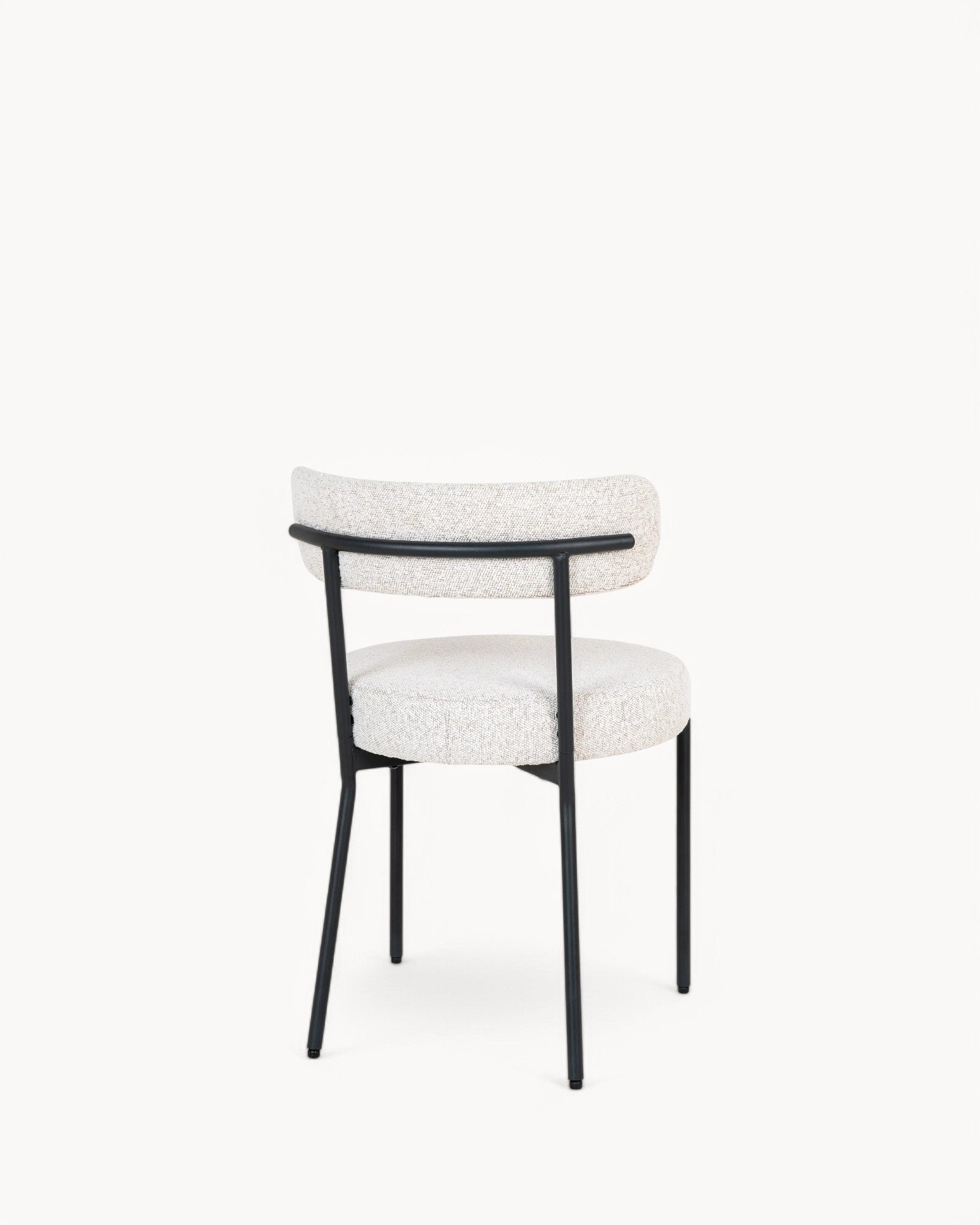 House Nordic – Esszimmerstuhl – weißer Bouclé – 2er-Set, schwarze Beine