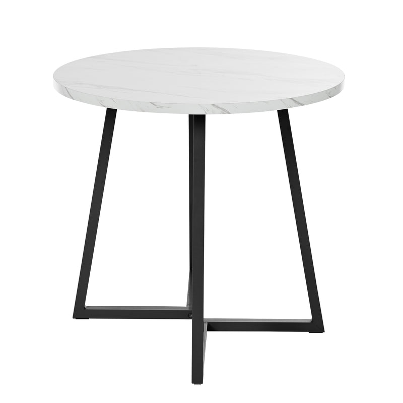 Runder Esstisch – Modernes Design mit Marmoroptik & Metallgestell
