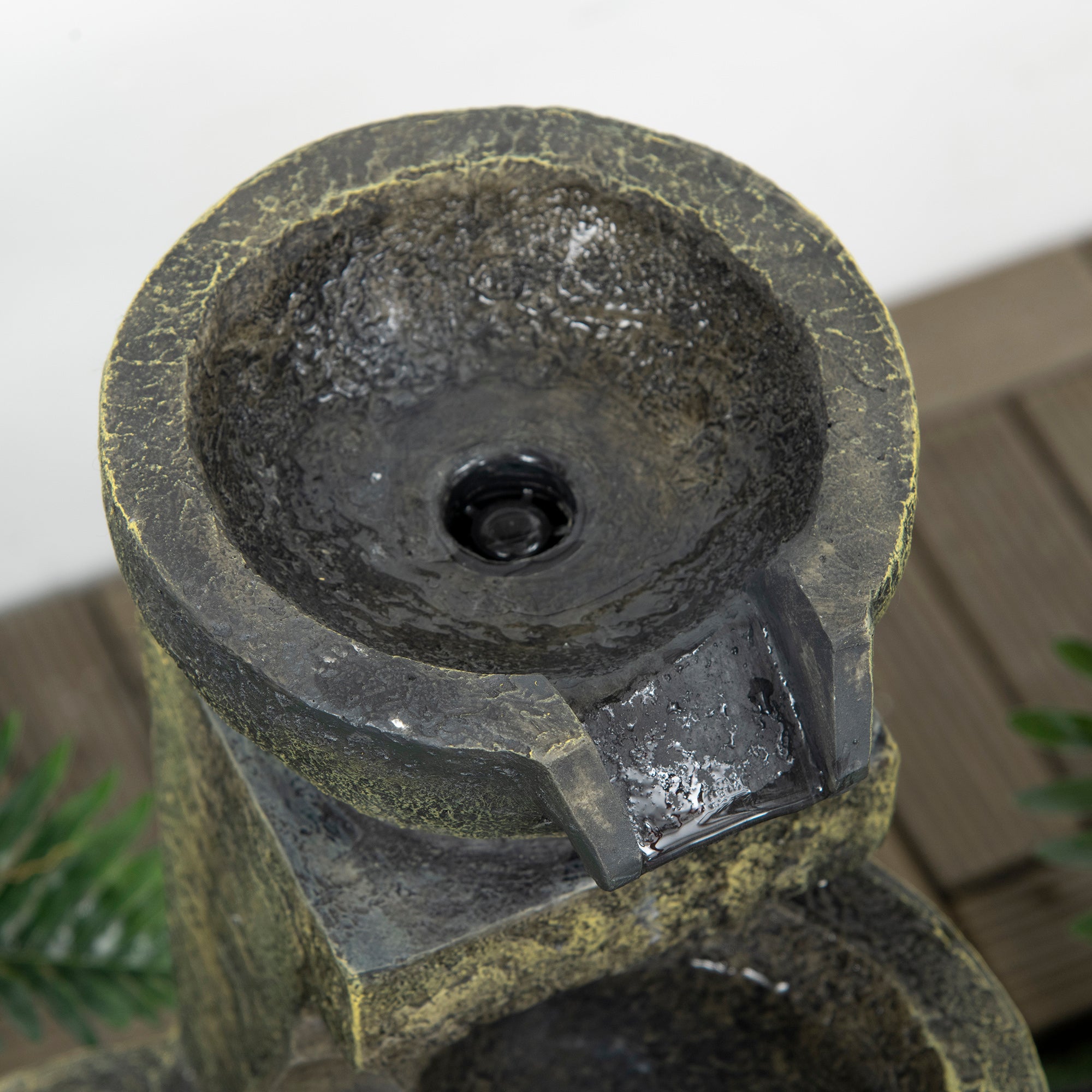 Gartenbrunnen mit Wasserfall-Design – Mehrstufiges Wasserspiel mit einstellbarem Wasserfluss