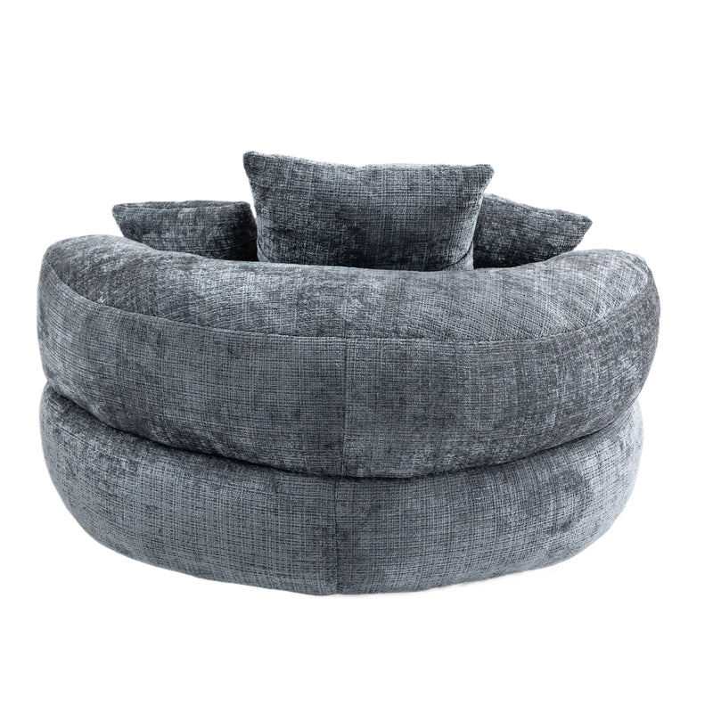 Runder Lazy Sofa Lounger in Grau – Komfortabler Chenille Sitzsack mit Kissen
