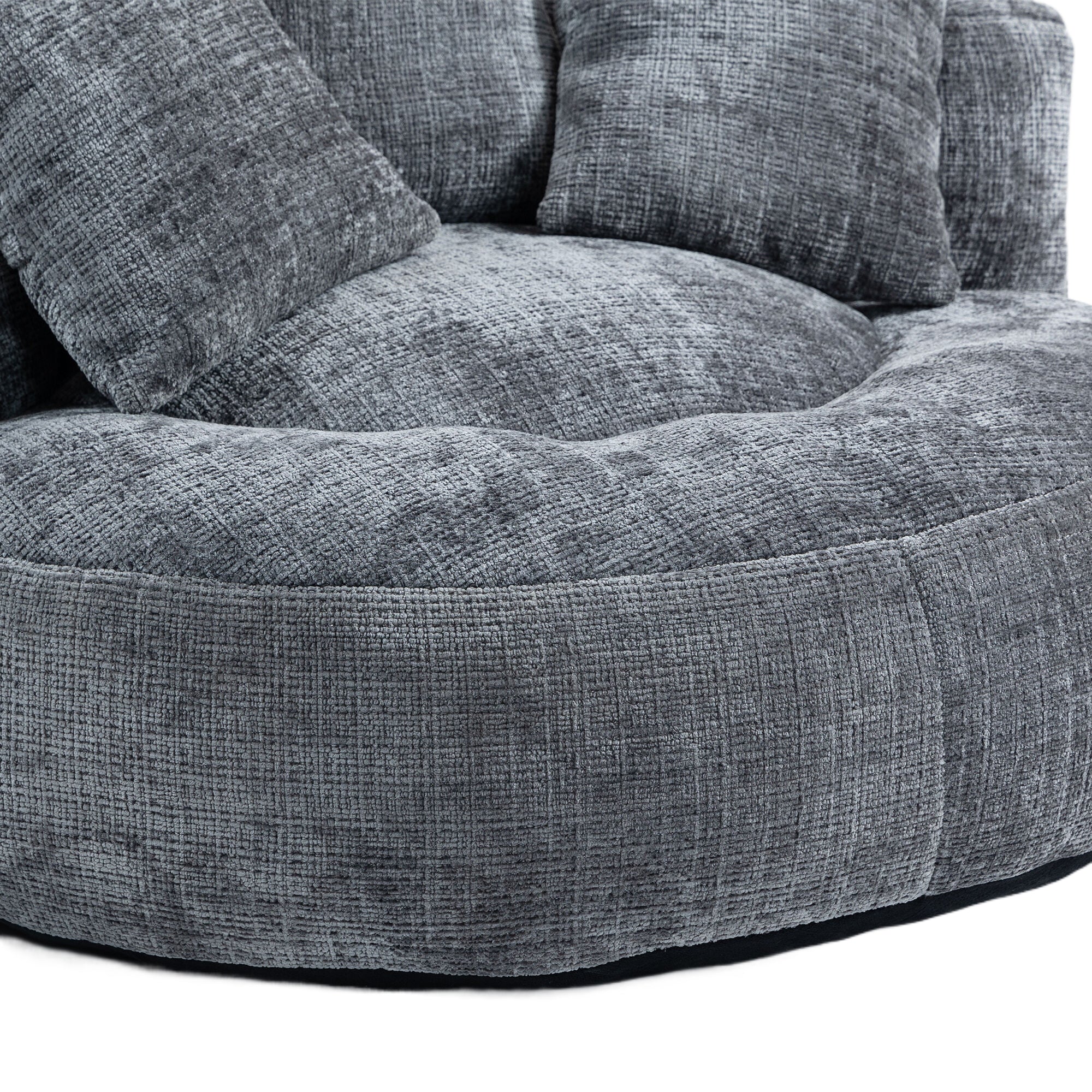 Runder Lazy Sofa Lounger in Grau – Komfortabler Chenille Sitzsack mit Kissen