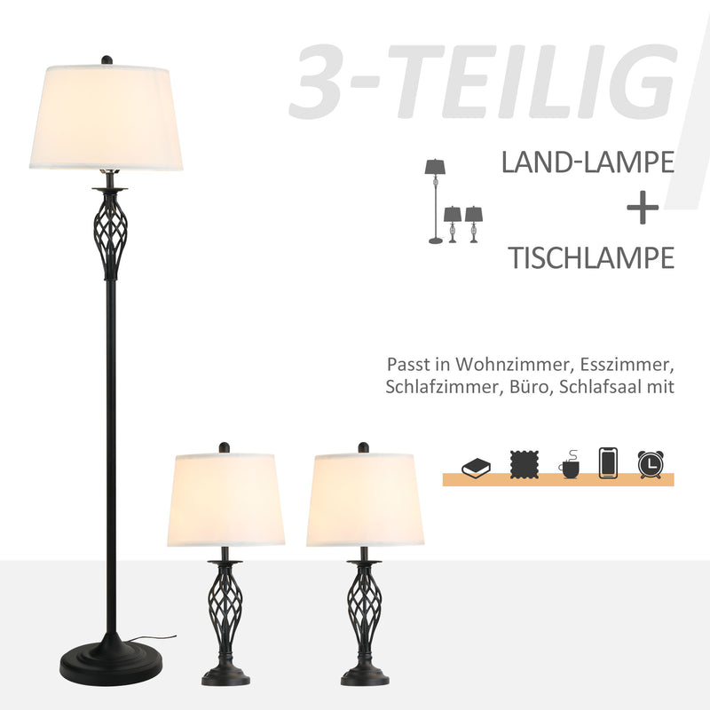 Vintage 3-teiliges Lampen-Set mit Steh- und Tischleuchten für stilvolle Raumbeleuchtung