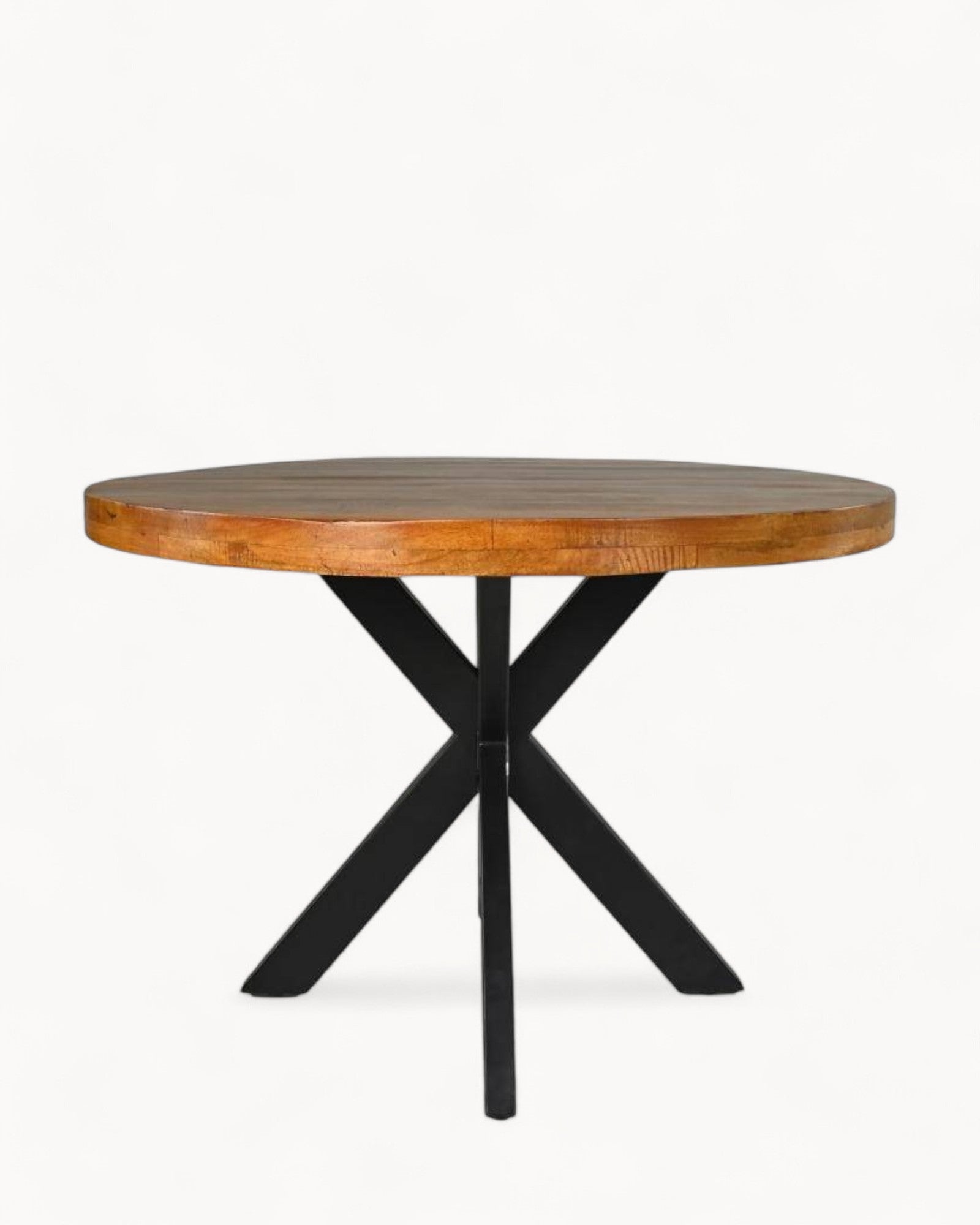 HSM Collection – Runder Esstisch Melbourne – 110 cm – Mango Holz/Metall – Braun/Schwarz