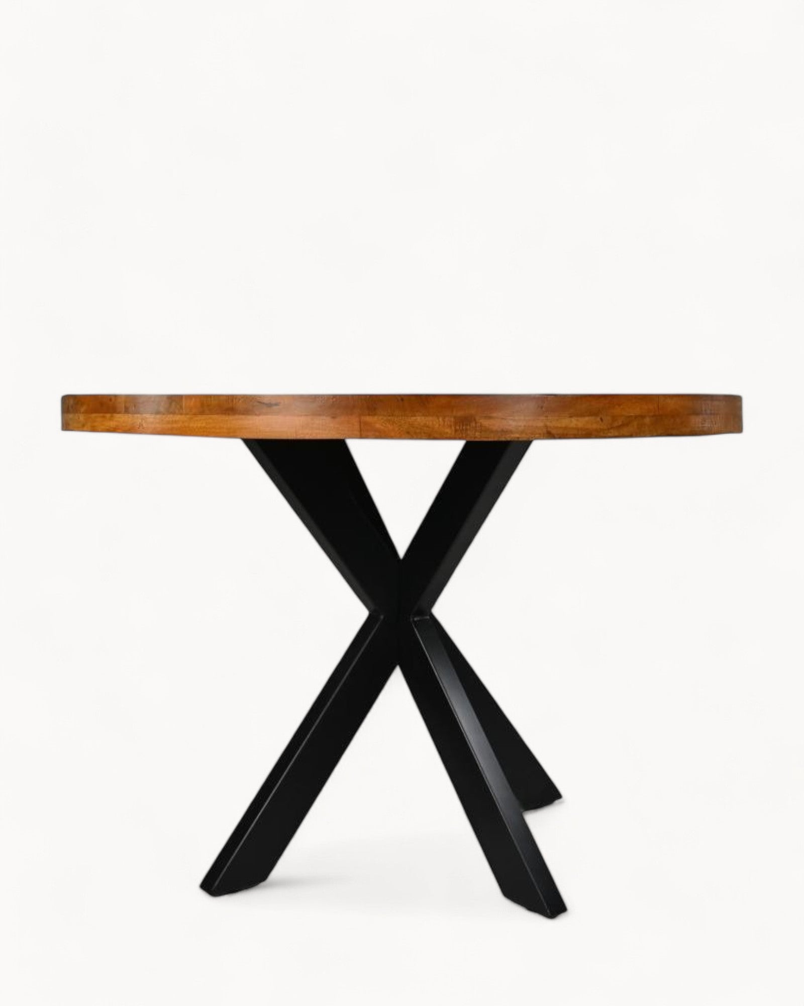 HSM Collection – Runder Esstisch Melbourne – 110 cm – Mango Holz/Metall – Braun/Schwarz