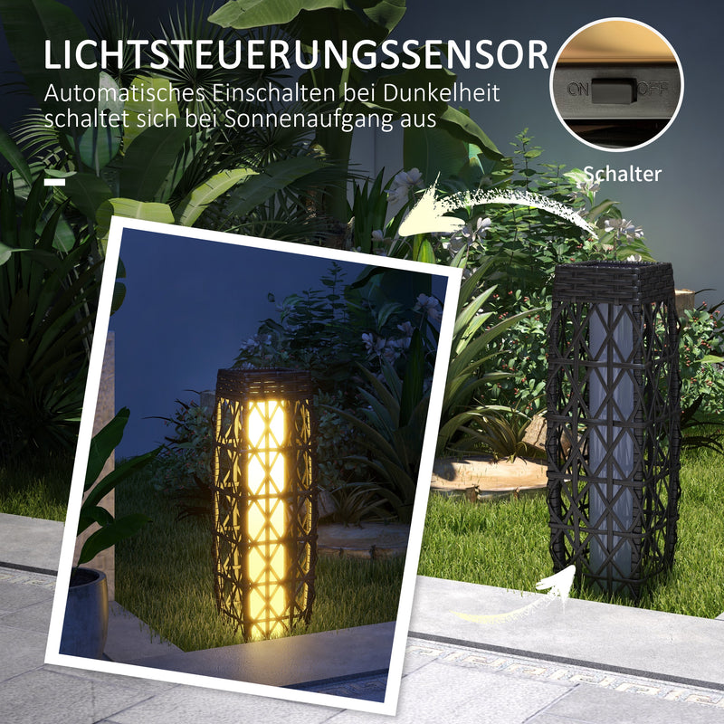 Dekorative Solar-Gartenleuchte im Rattan-Design für stimmungsvolle Außenbeleuchtung