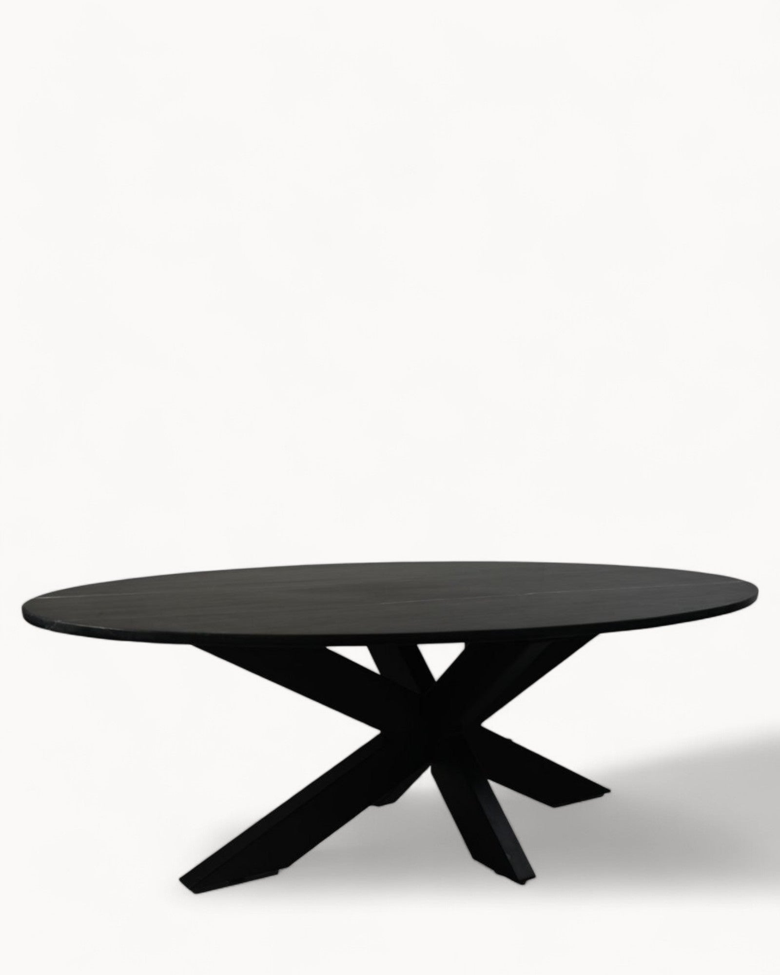 Couchtisch rund – Marmor Schwarz mit Metallbeinen – Ø80 cm