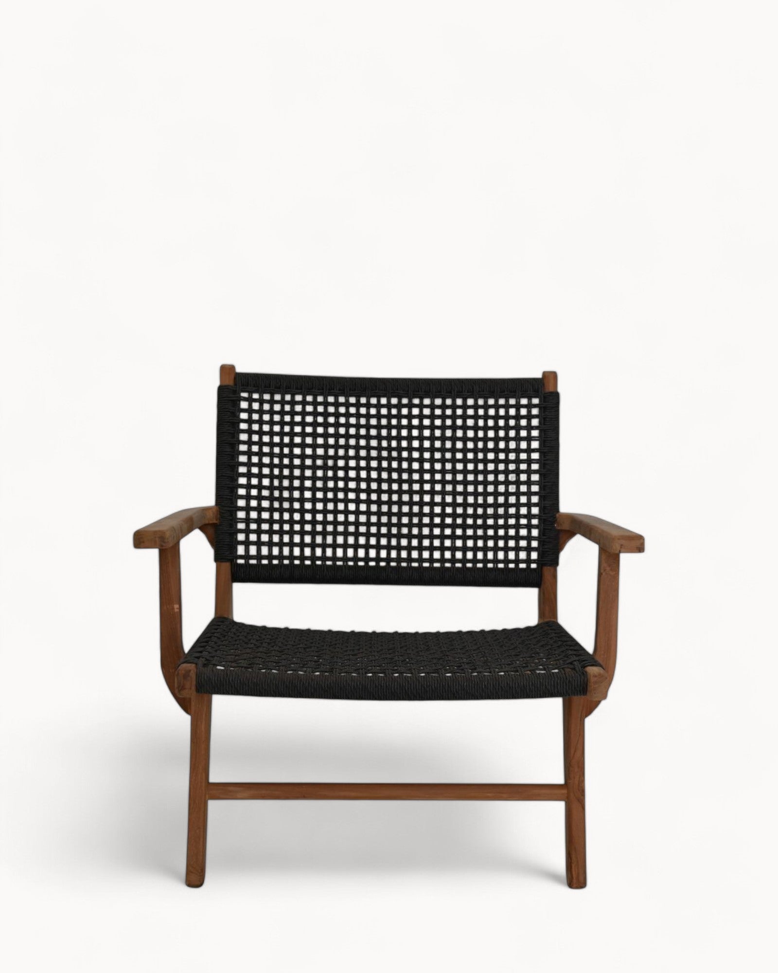 Gartenloungesessel Rio – Schwarz/Natur-Teak/Bananenblatt – 66x80x65 cm