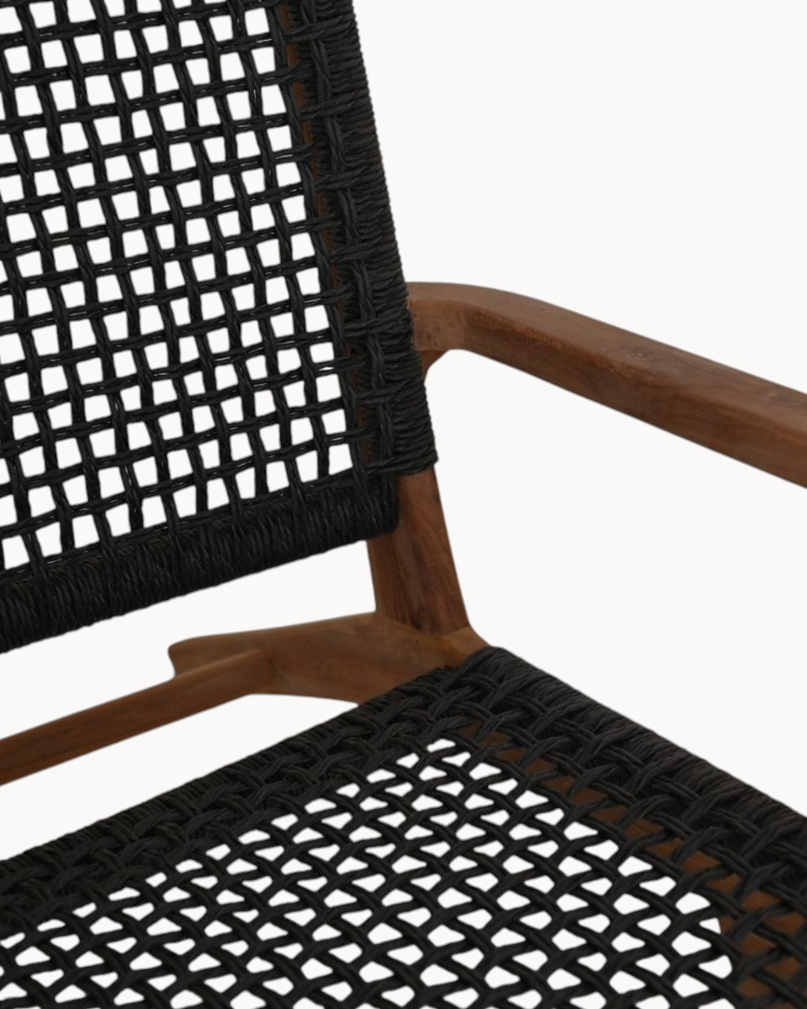 Gartenloungesessel Rio – Schwarz/Natur-Teak/Bananenblatt – 66x80x65 cm