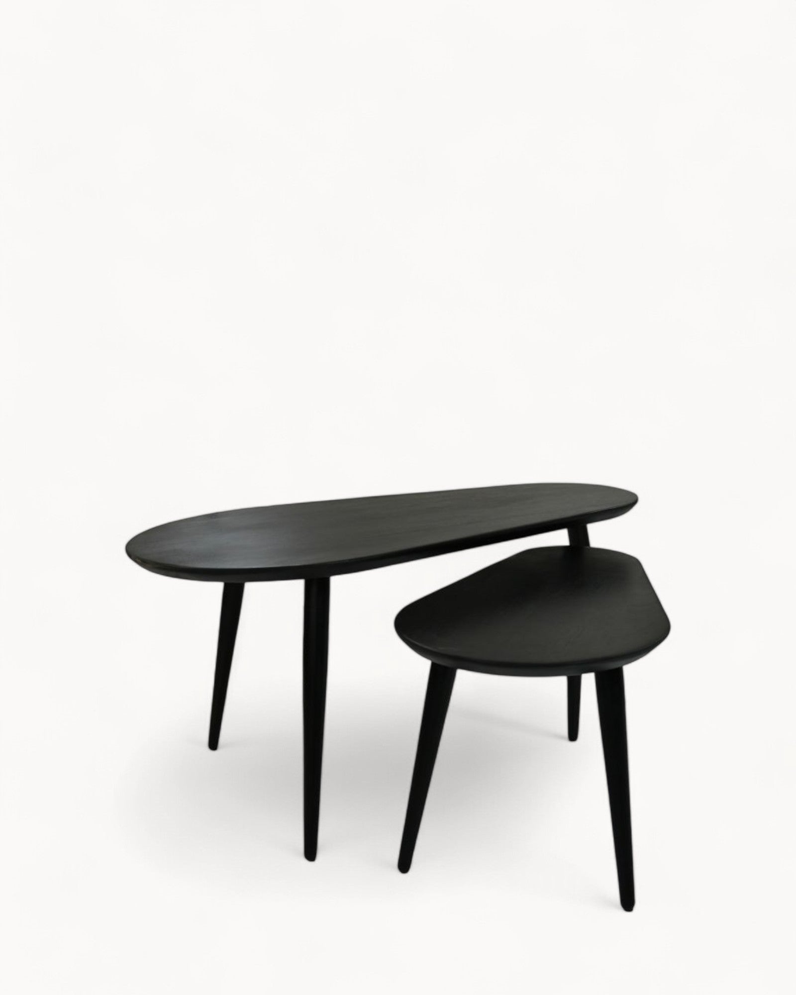 Couchtisch Set Zürich – 2er Set – Akazienholz schwarz – Metallrahmen