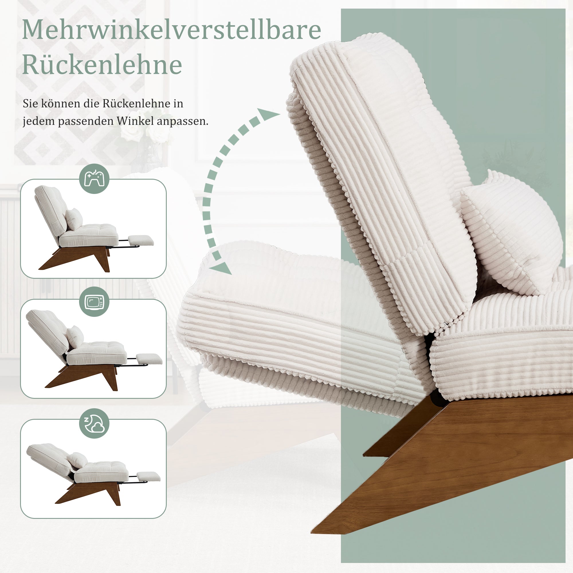 Verstellbarer Loungesessel mit Fußstütze