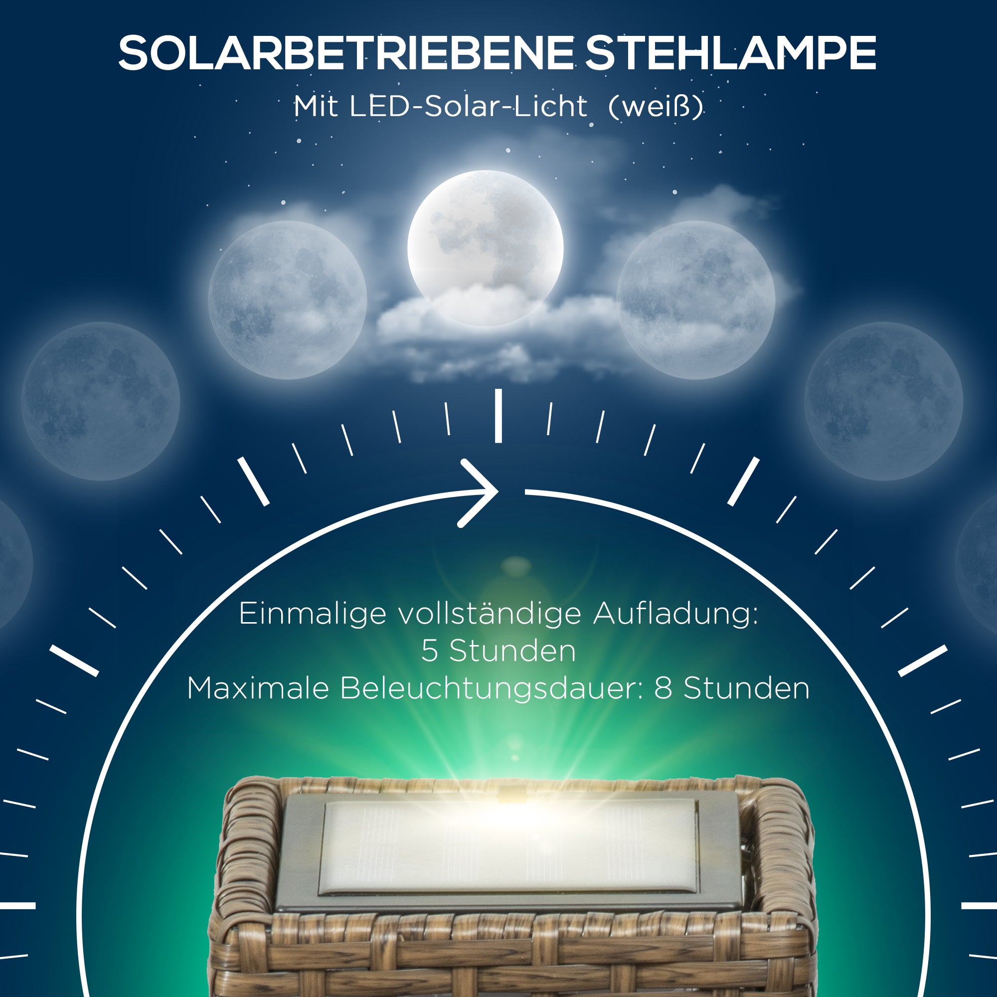 Kompakte Solar-Rattanleuchte für stilvolle Garten- und Terrassenbeleuchtung