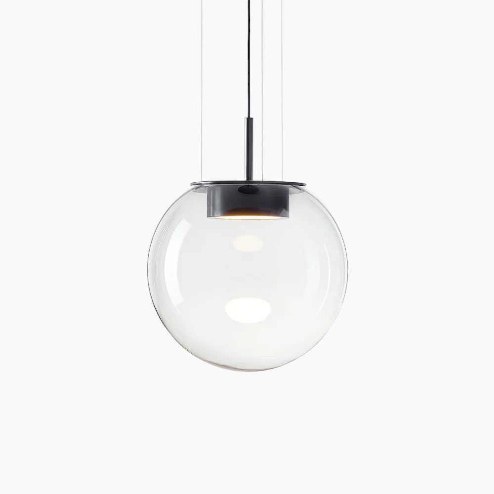 Moderne LED-Pendelleuchte mit galvanisiertem Metallgehäuse und luxuriösem Glaslampenschirm, AC-betrieben - Knopfschalter