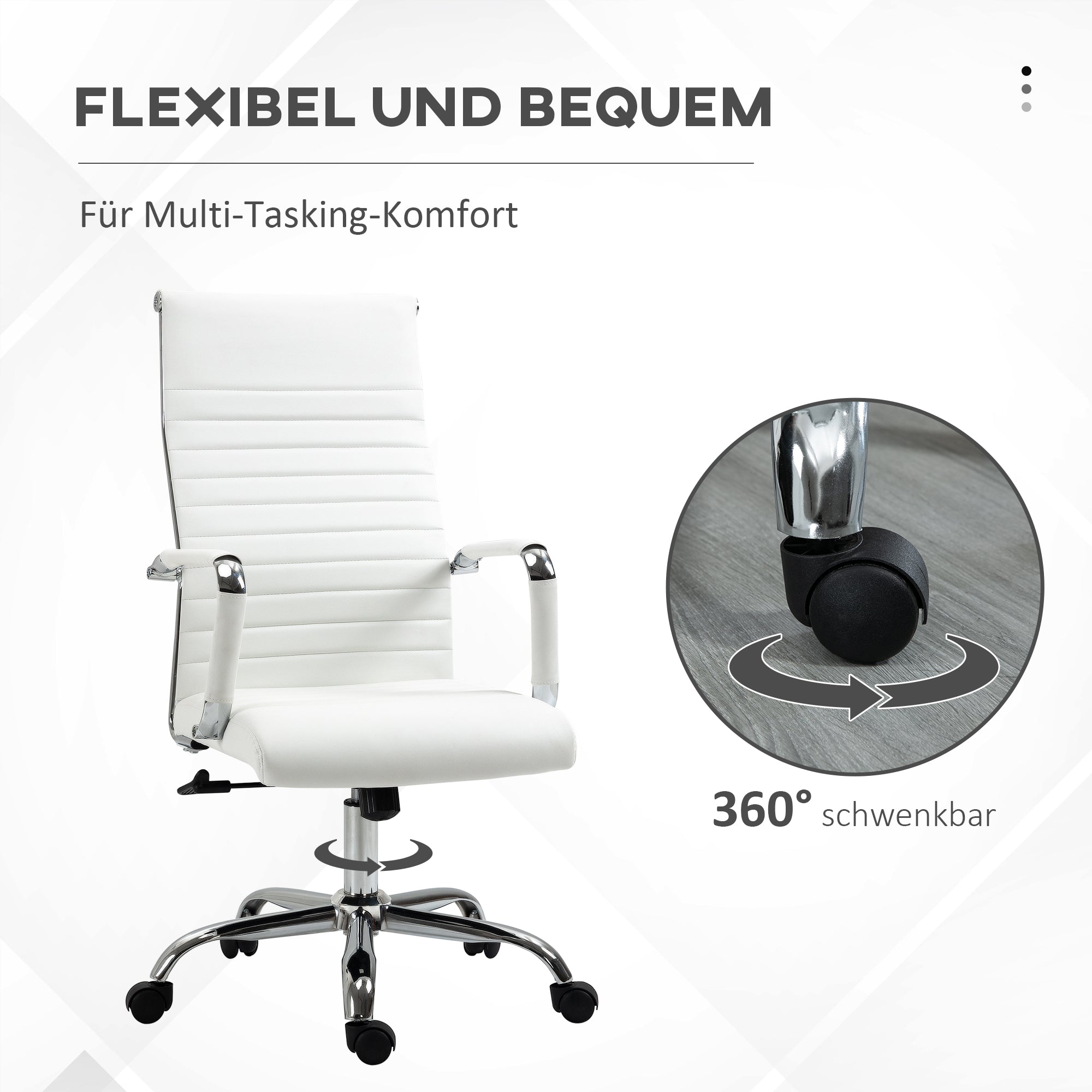 Ergonomischer Weißer Bürostuhl mit Armlehnen