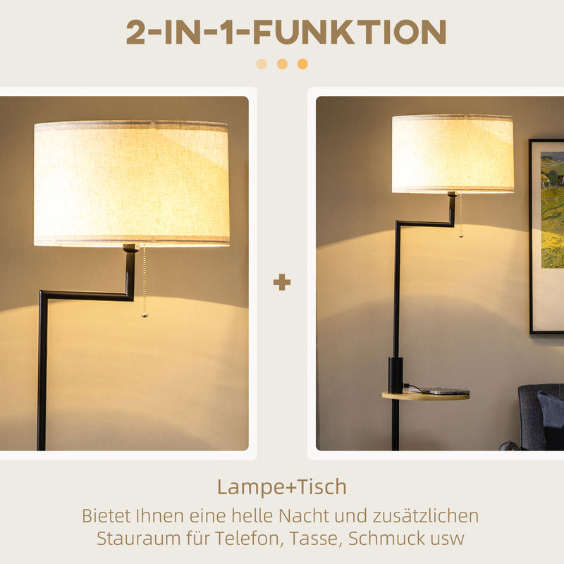 Moderne Stehleuchte mit Ablage und USB-Anschluss für funktionales Wohnen