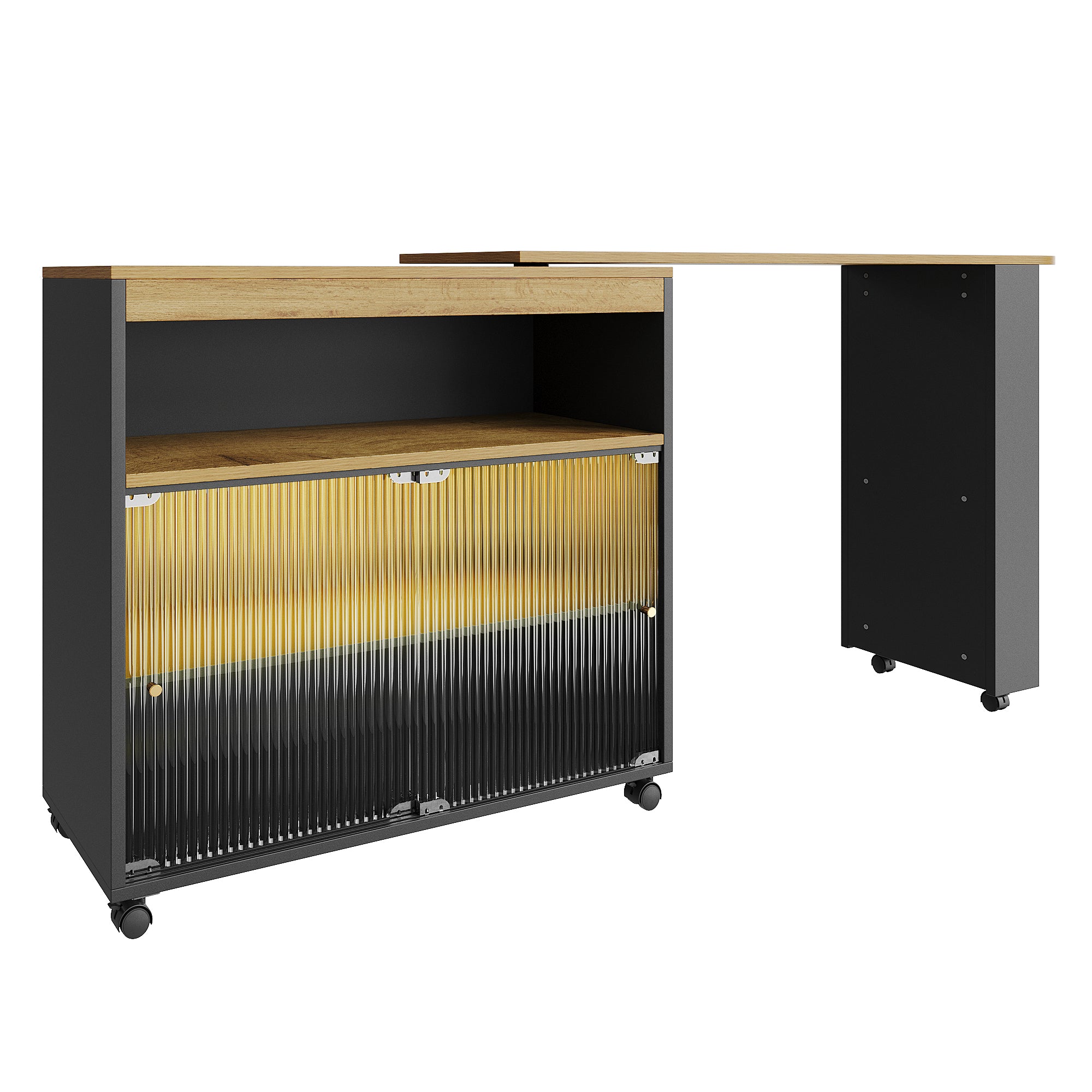 Ausziehbarer Bartisch mit LED & Stauraum