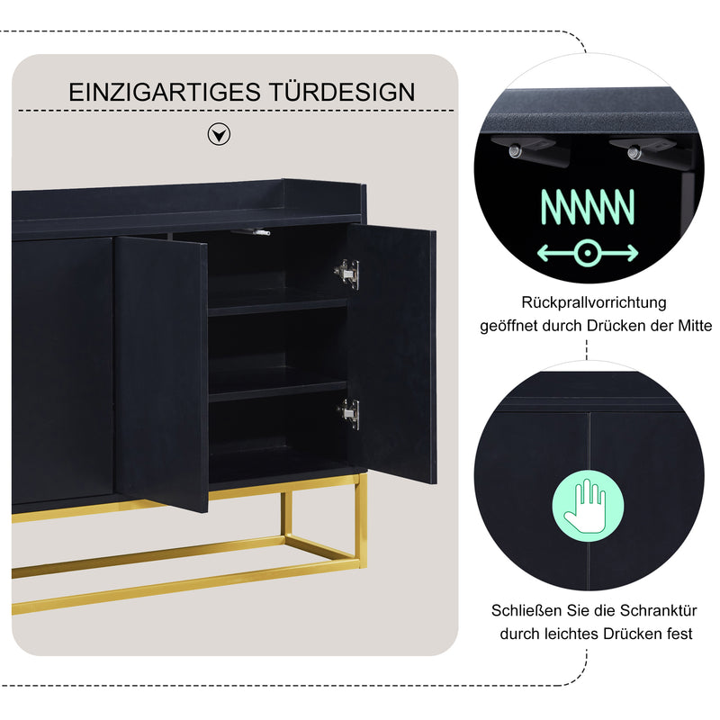 Minimalist Black 4-Door Sideboard Cabinet