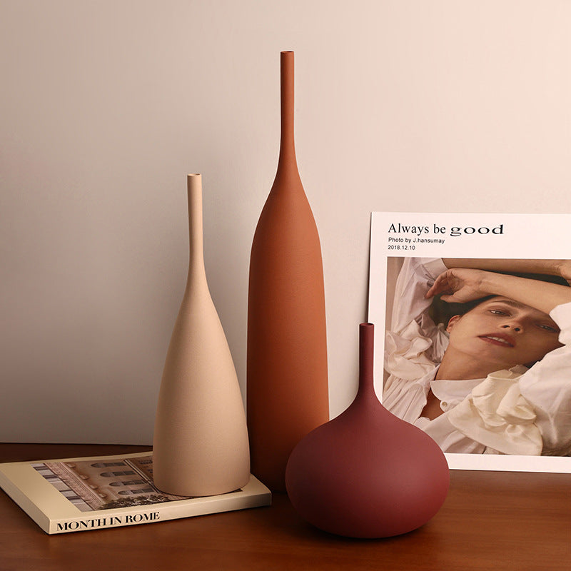 Strukturierte Morandi Keramik-Blumenvase