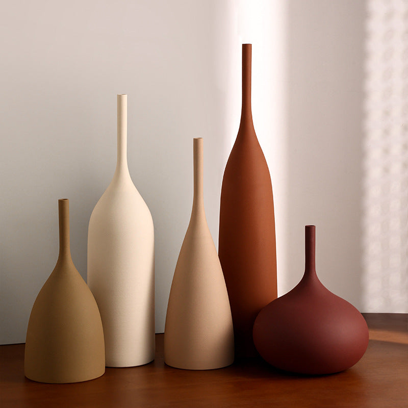 Strukturierte Morandi Keramik-Blumenvase