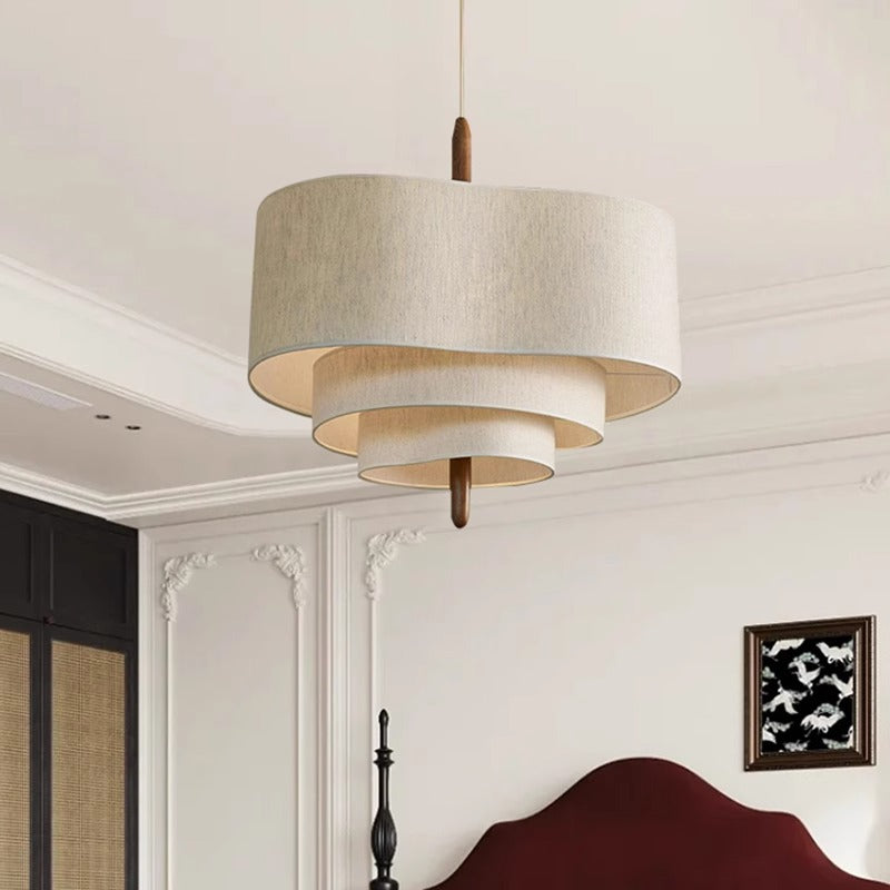 Wabi-Sabi Stoff Pendelleuchte mit mehrstufigem Design