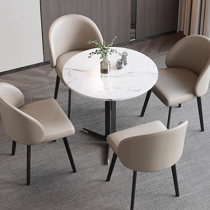 Minimalistischer Esszimmerstuhl im italienischen Creme-Stil