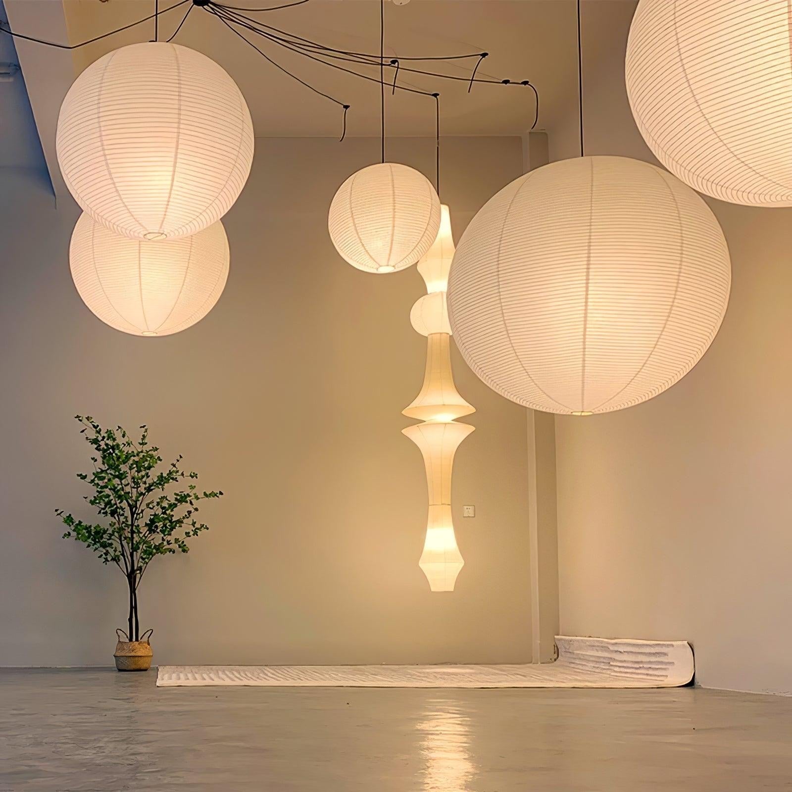 Japanische Stil Reispapier Pendelleuchte | Warmes Licht 2200-3500K | Eisen & Reispapier | E27