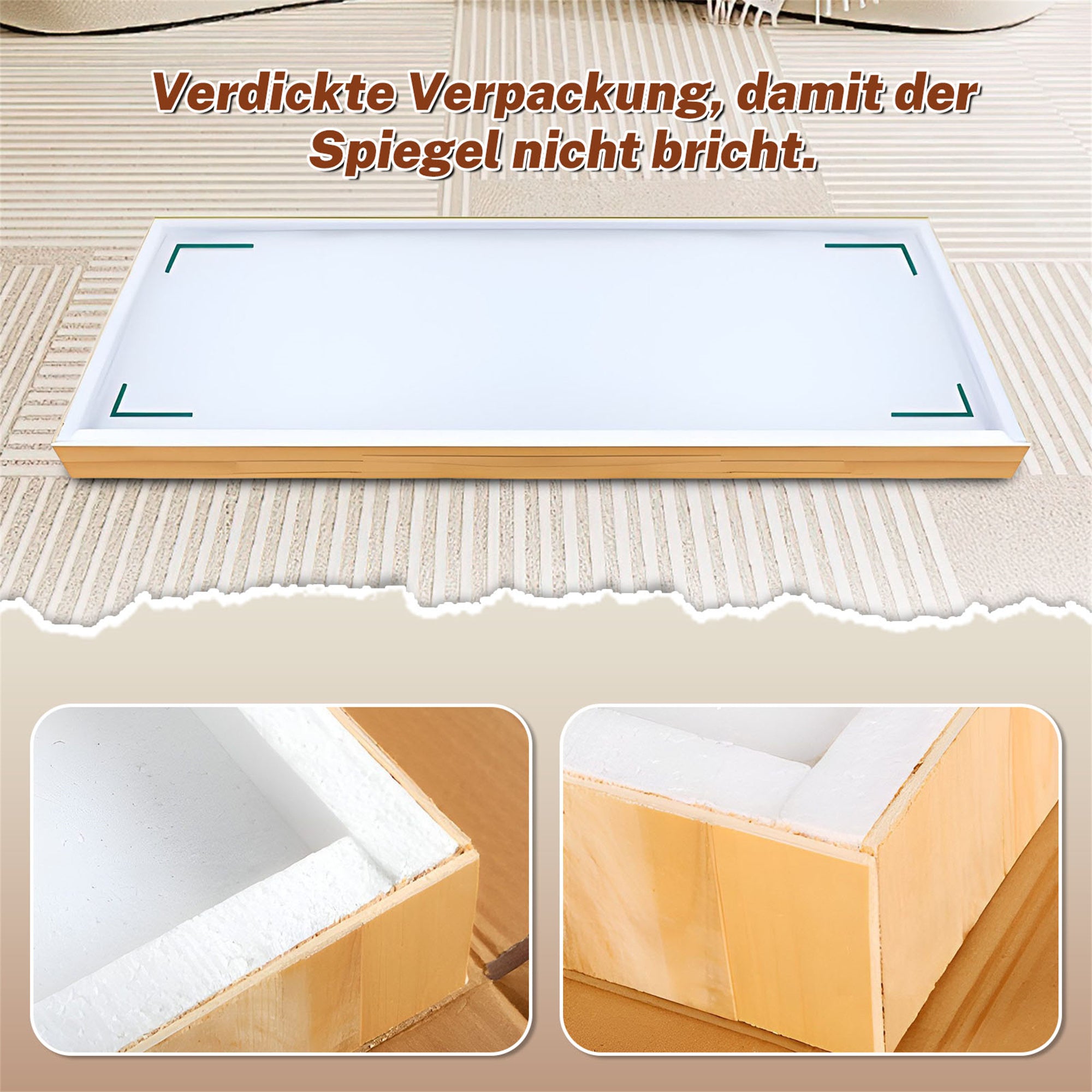 Ganzkörperspiegel mit Standfuß und abgerundeten Kanten