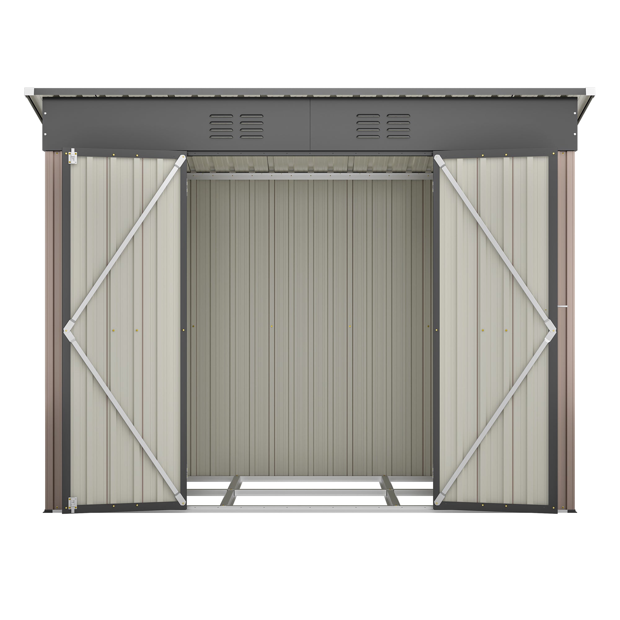 Metall Gerätehaus 8x4 FT – Wetterfester Gartenschuppen mit Fundament & Belüftungssystem