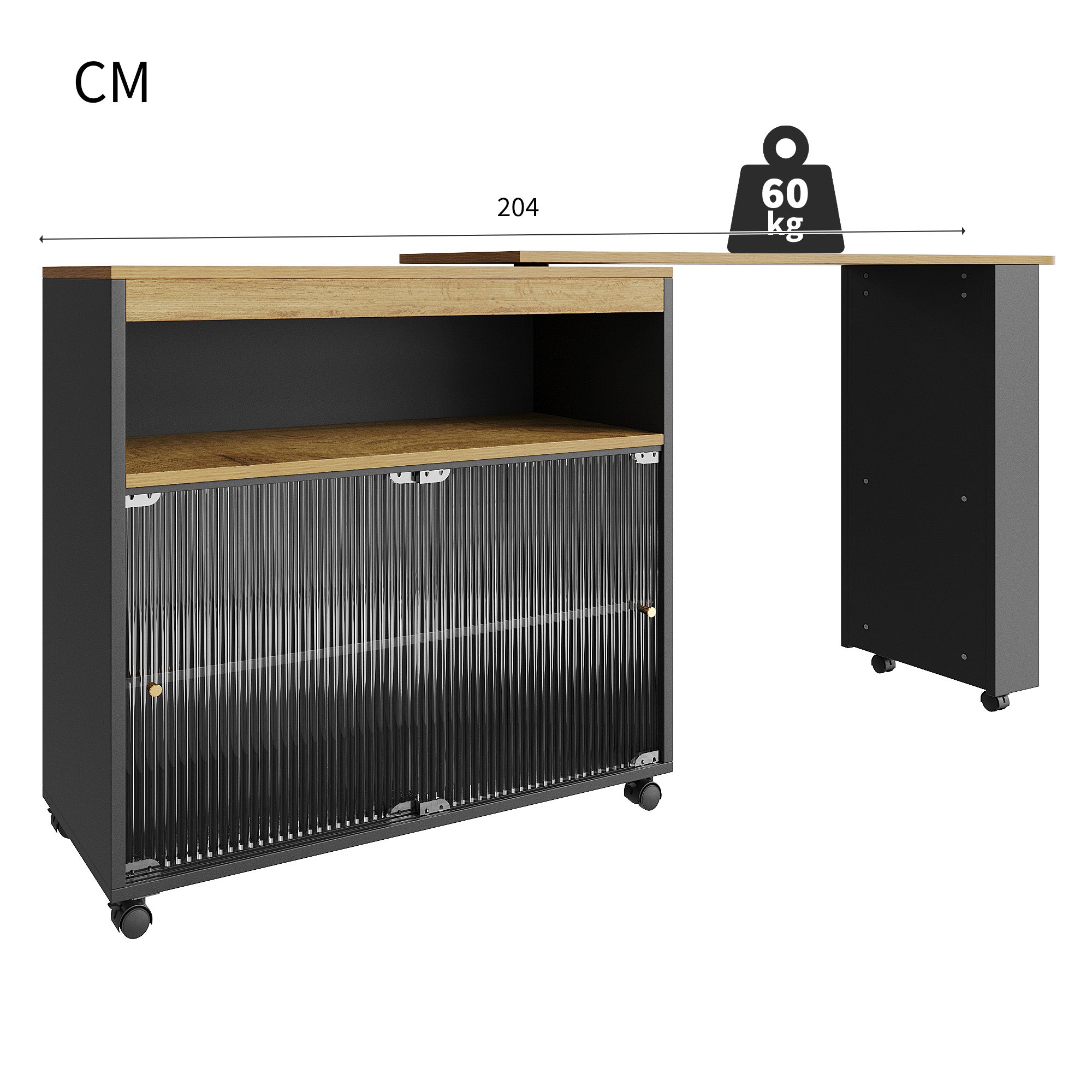 Ausziehbarer Bartisch mit LED & Stauraum