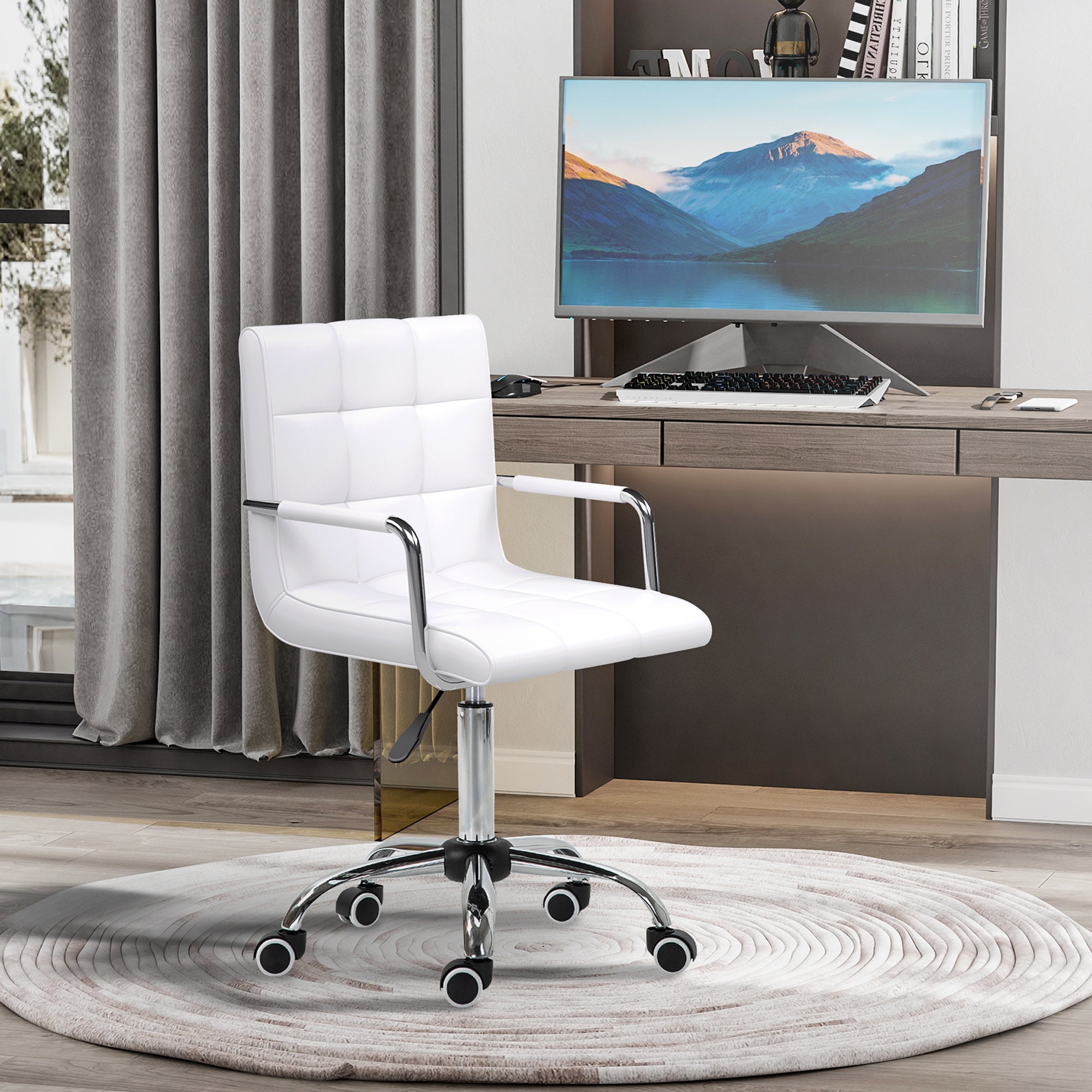 Ergonomischer Drehstuhl mit Armlehnen und Rollen für Büro & Homeoffice