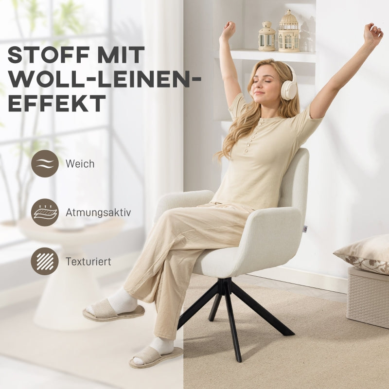 Moderner drehbarer Polstersessel in Cremeweiß
