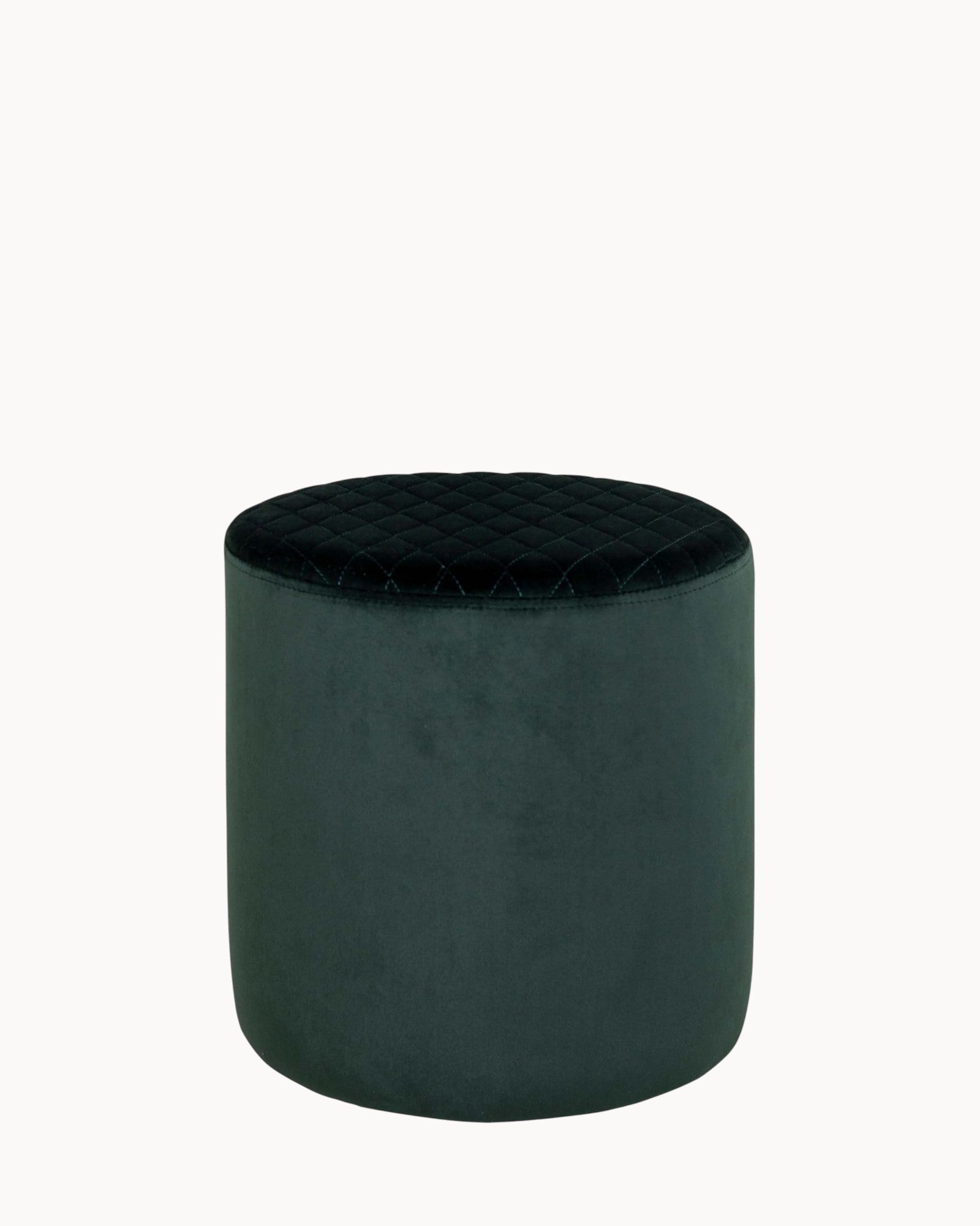 Ejby Pouf – Rund – Dunkelgrüner Samt – Sitzhocker 34x36 cm