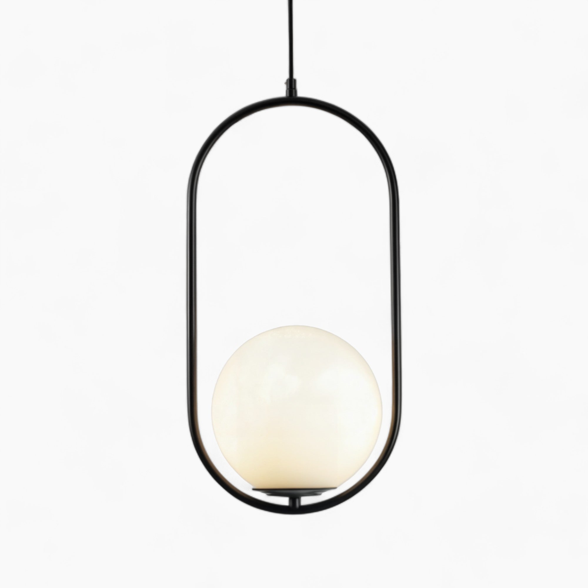Nordische Pendelleuchte mit goldenem Rahmen & Glas-Schirm, höhenverstellbar
